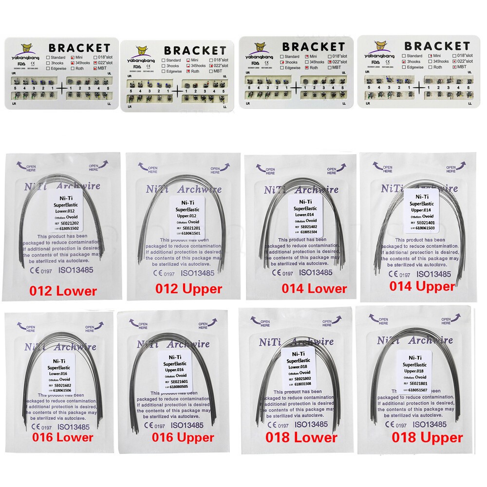 Dental Ortho Metal Braces Brackets Mini Standard Roth.022 Hooks 345/Arch Wire