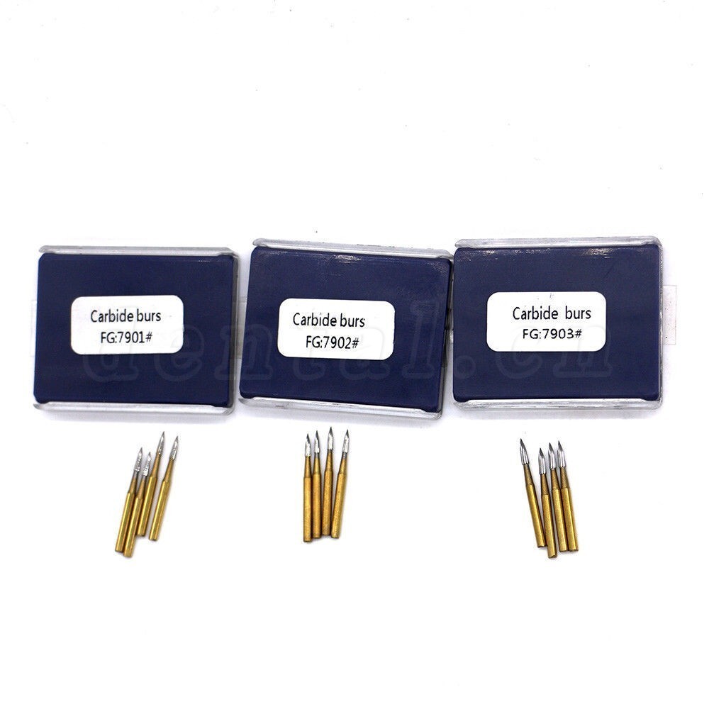10x Dental Trimming Finishing Polishing Gold Carbide Bur High Speed FG 1.6mm