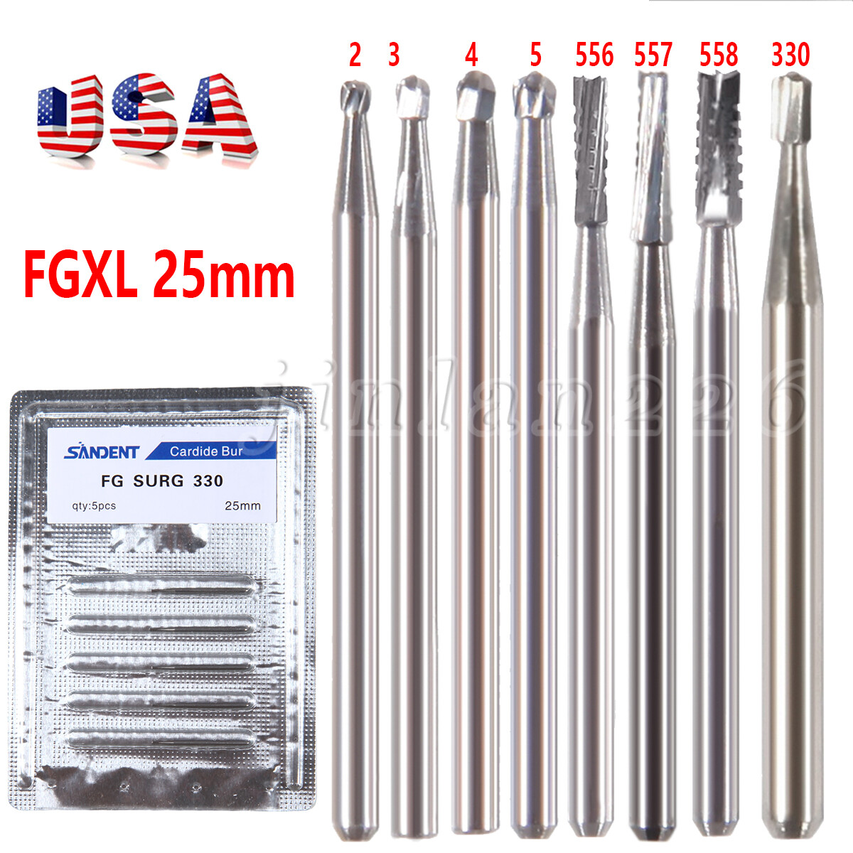 Dental Long Surgical Burs High Speed FG SURG 2 3 4 5 330 556 557 Carbide FGOS