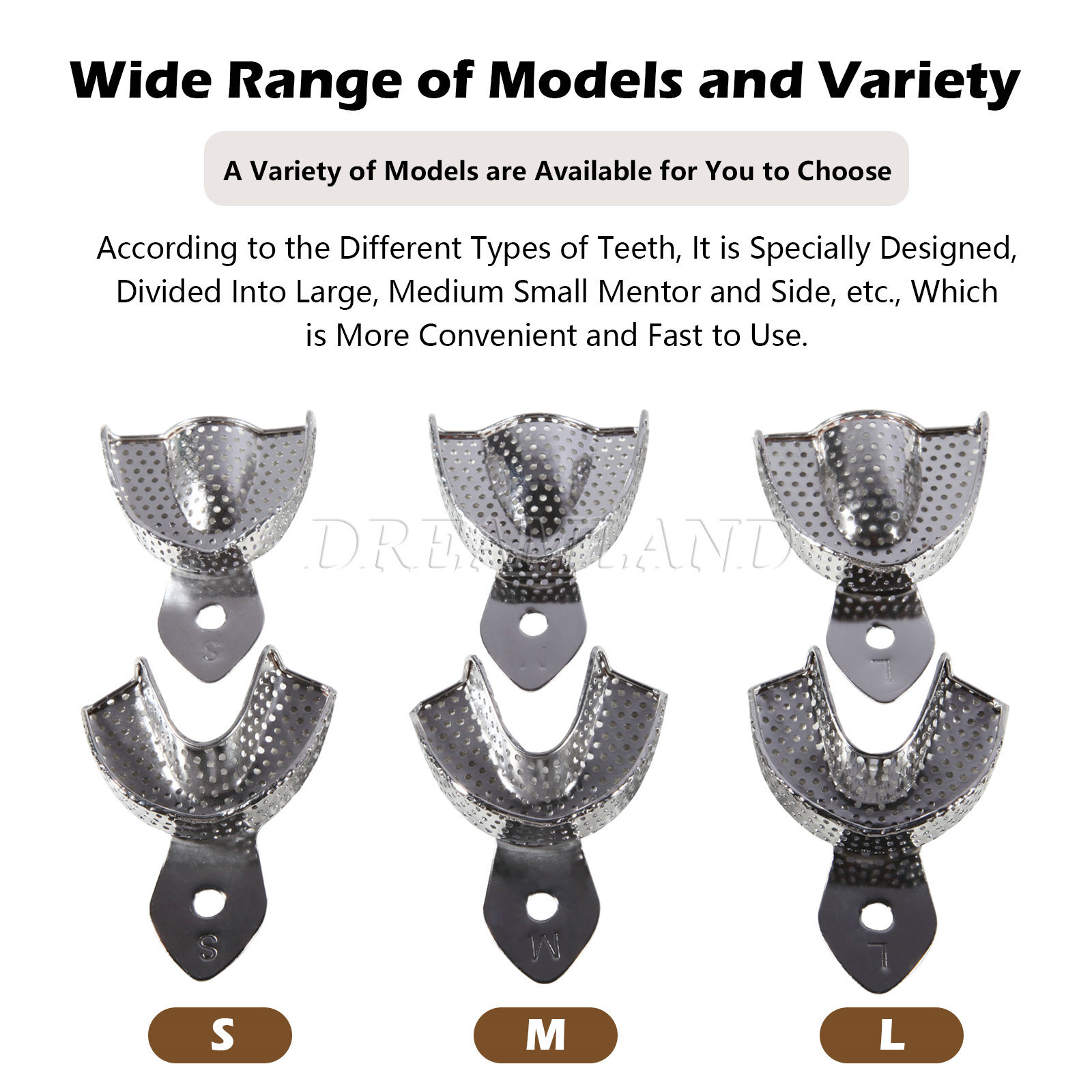 Dental Impression Trays Stainless Steel Perforated 6PC Upper+Lower S/M/L SKYSEA