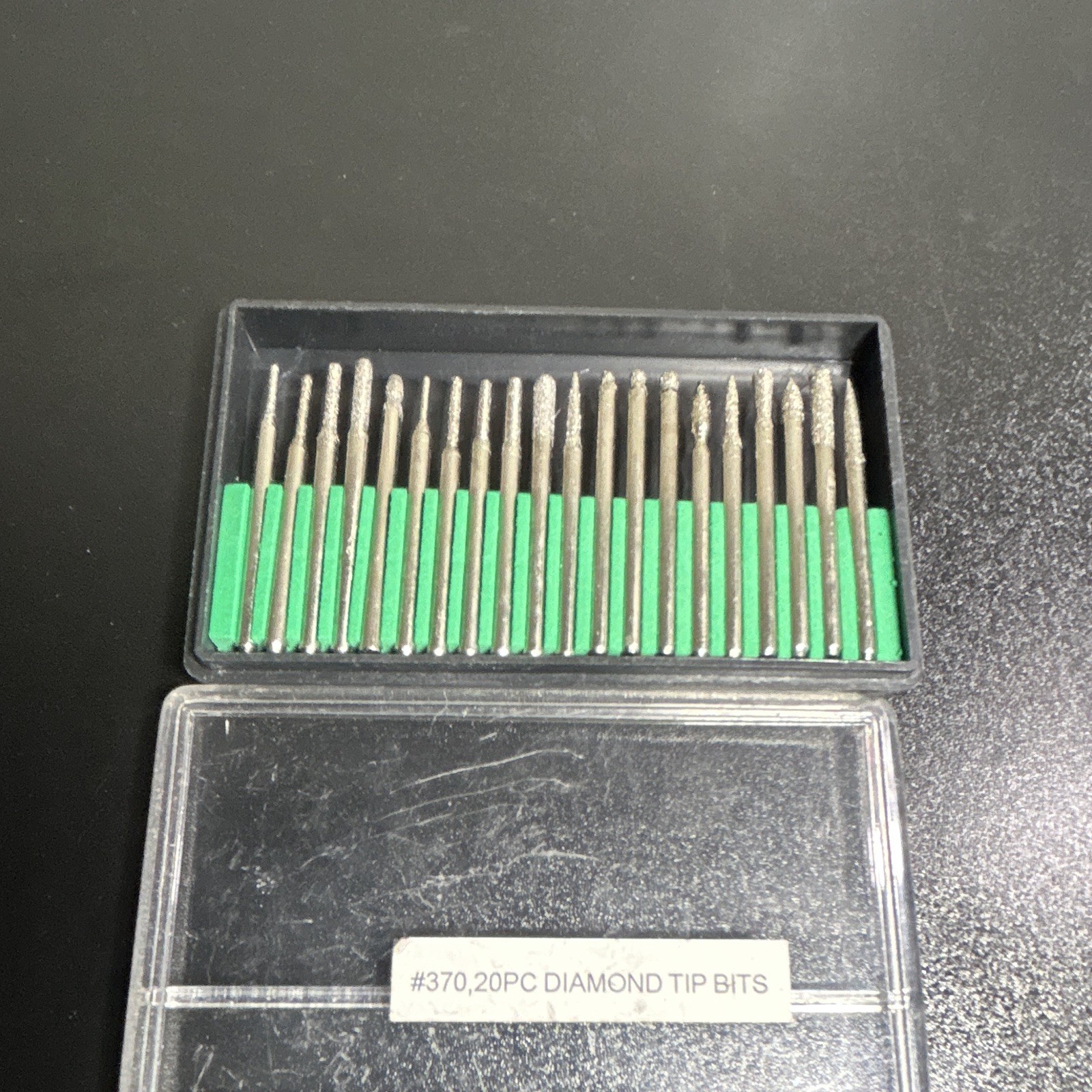 #370 20pc Diamond Grit Dental Burs Diamond Tip Bits Set, HP Long Straight Shank