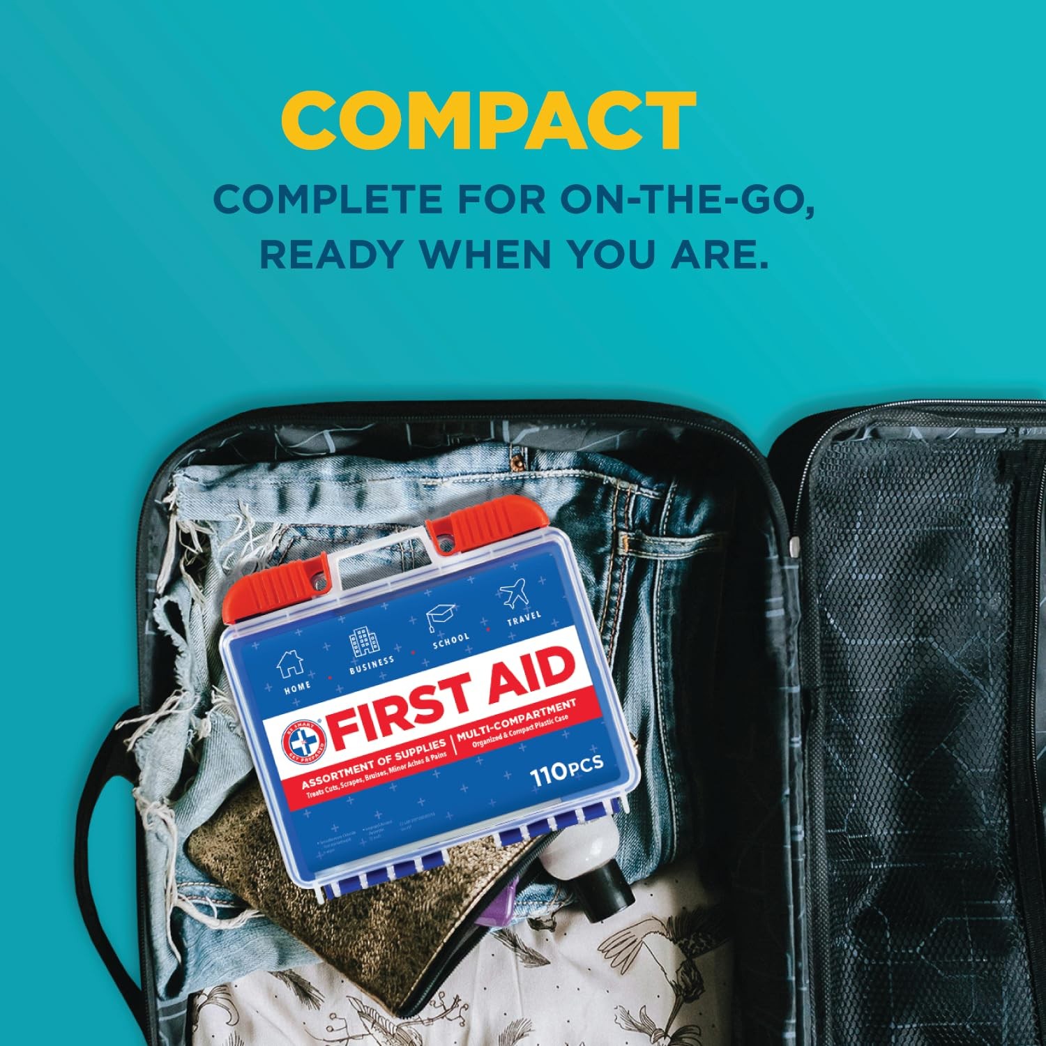 Be Smart Get Prepared 110 pc First Aid Kit: 1 Count (Pack of 1), Dark Blue