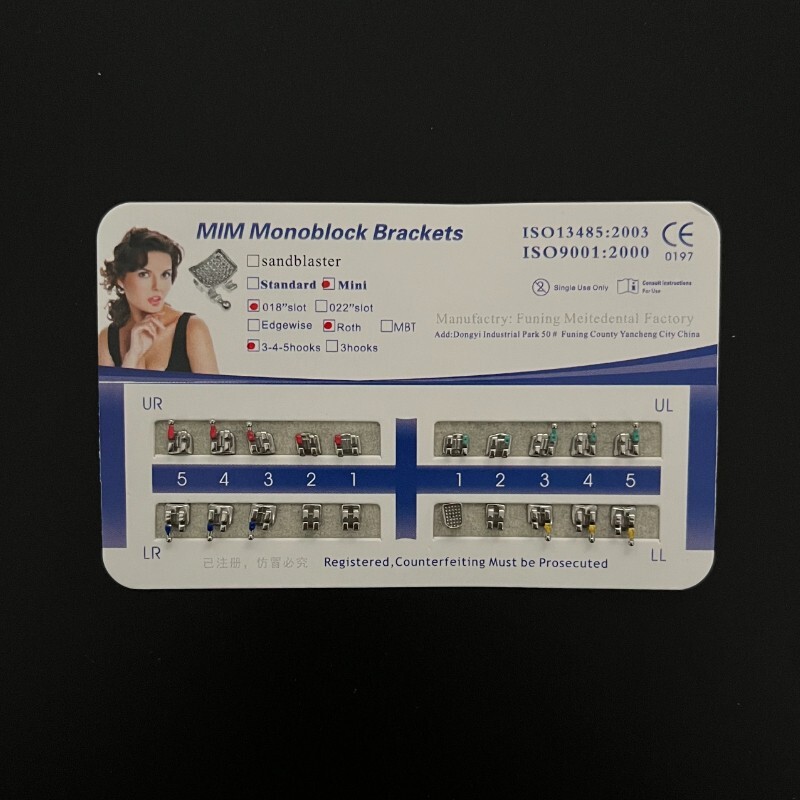 10Sets Dental Orthodontic Brackets MIM Monoblock Mini Roth/MBT 022/018 345 Hooks