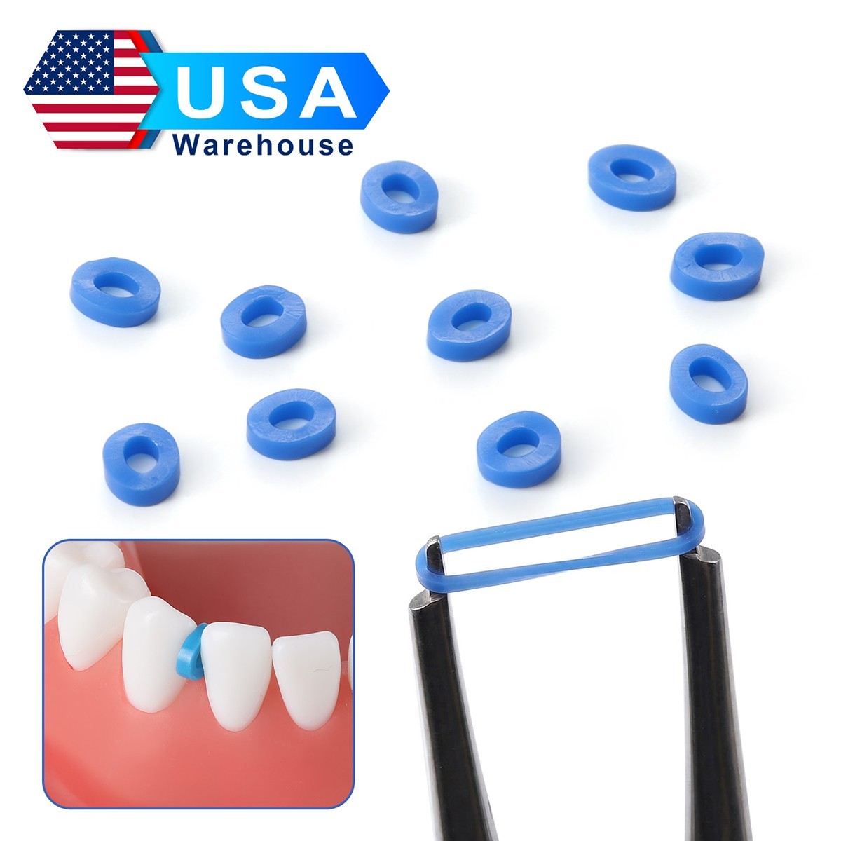 1000Pcs/Pack Dental Orthodontic Separator Blue Tie Elastic Band Force Continuous