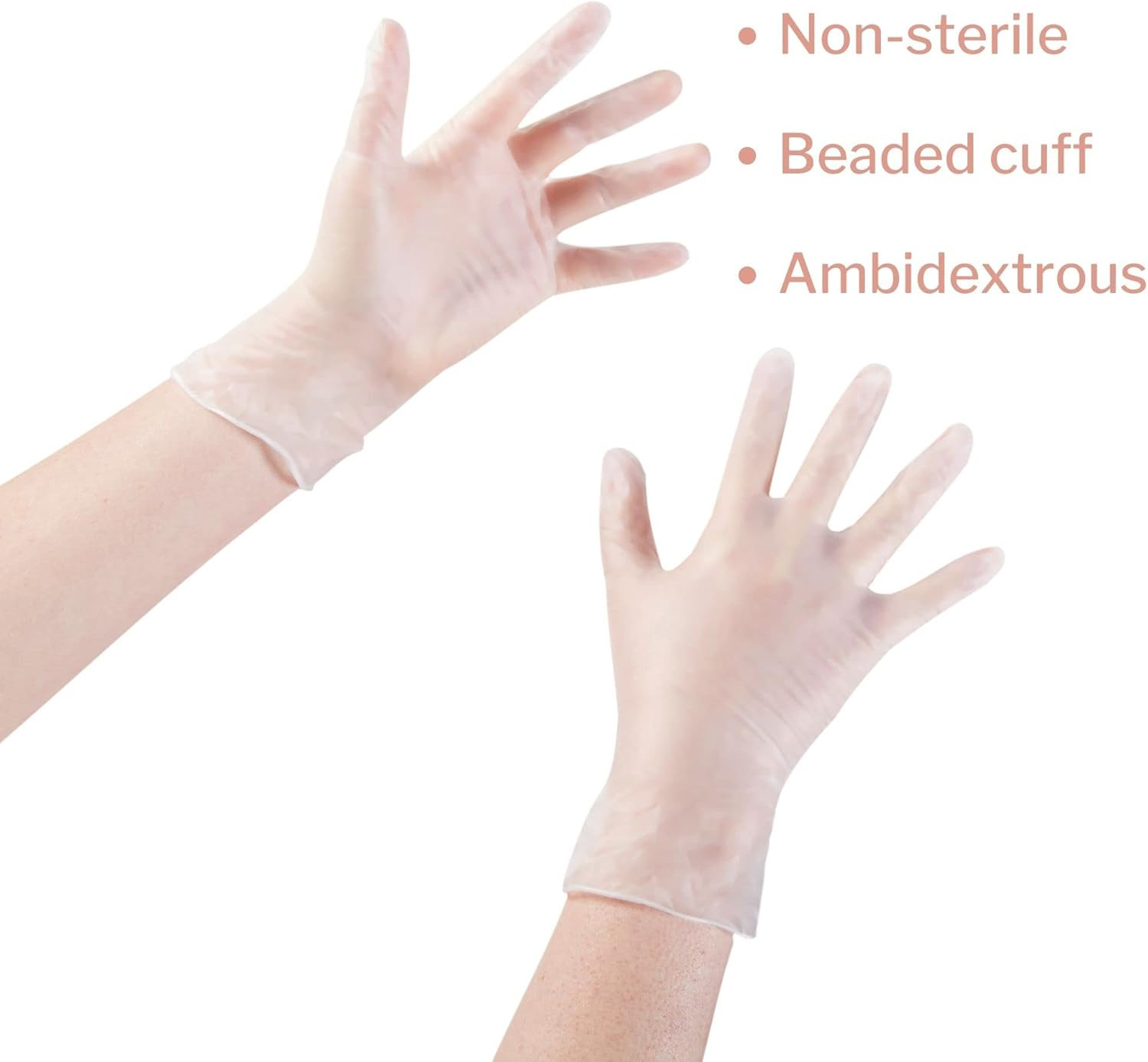 Vinyl Exam Gloves, Non-Sterile, Powder-Free, Medium, 100 Count, 1 Box