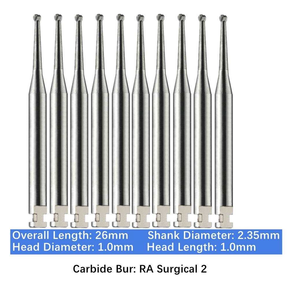 Vakker 10PC Dental Tungsten Low Speed Carbide Burs Latch Type LA RA SURG