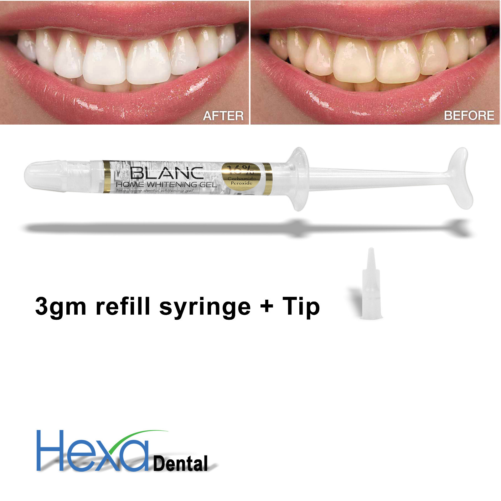 Dental Whitening Carbamide 22%/16% Peroxide Blanc Take-Home 50-Syrng/Pk 3gm each