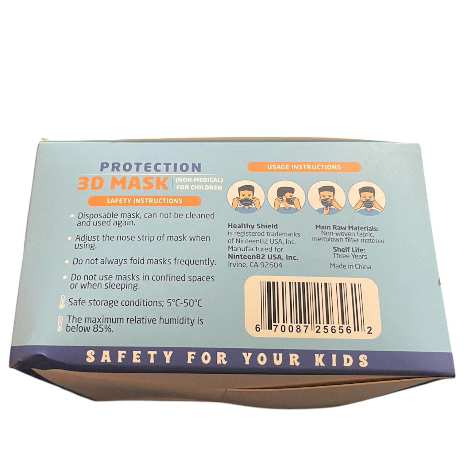 50Pcs Cartoon 3D Kids BFE 95% Protective 4 Layer Face Mask Disposable Respirator