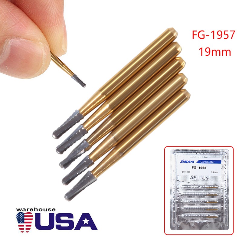 10Pcs Dental Tungsten Carbide Burs Crown Cutter Cutting Transmetal FG 1957