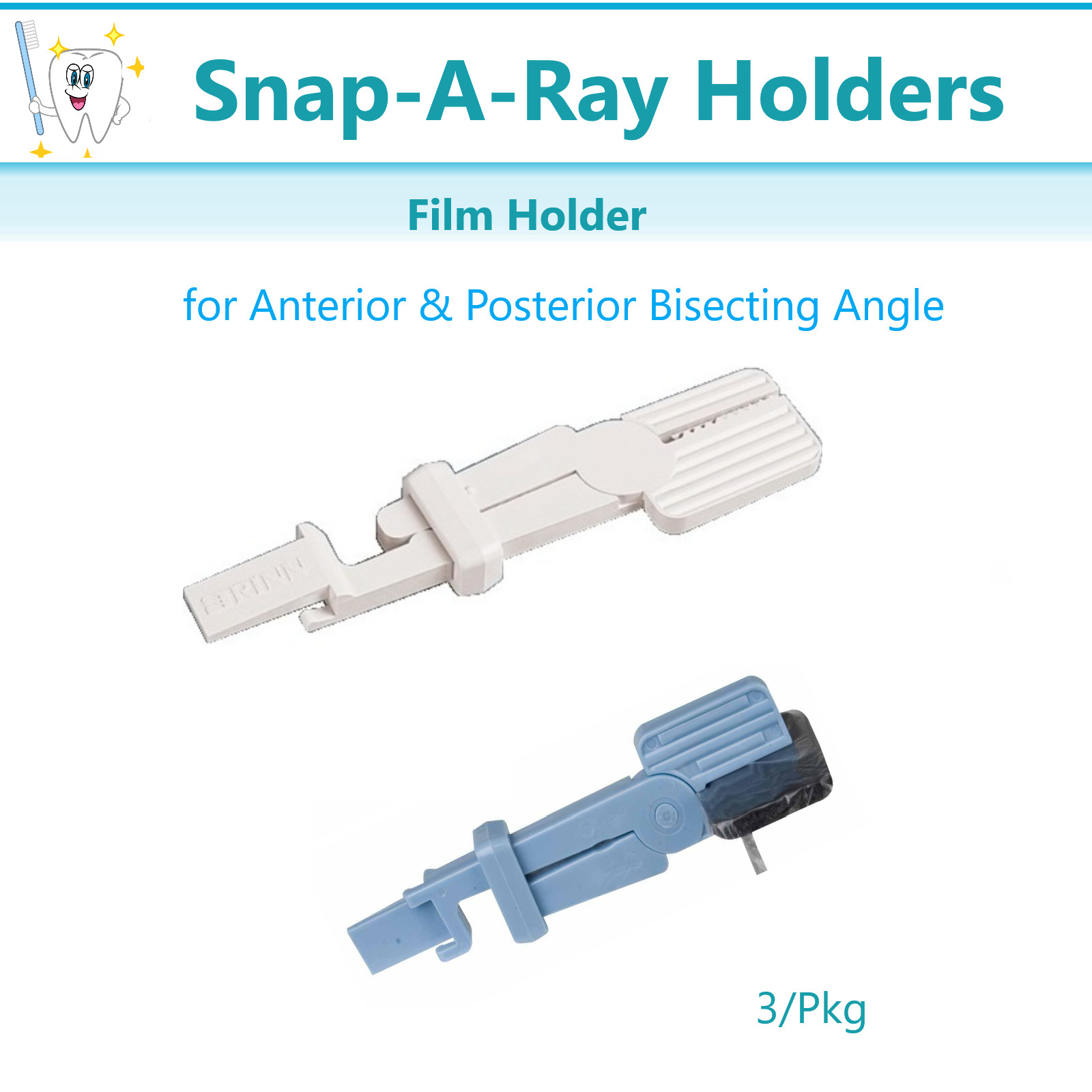 Dental Snap-A-Ray Digital Sensor Holder, Autoclavable, Blue or Grey, 3/Pack