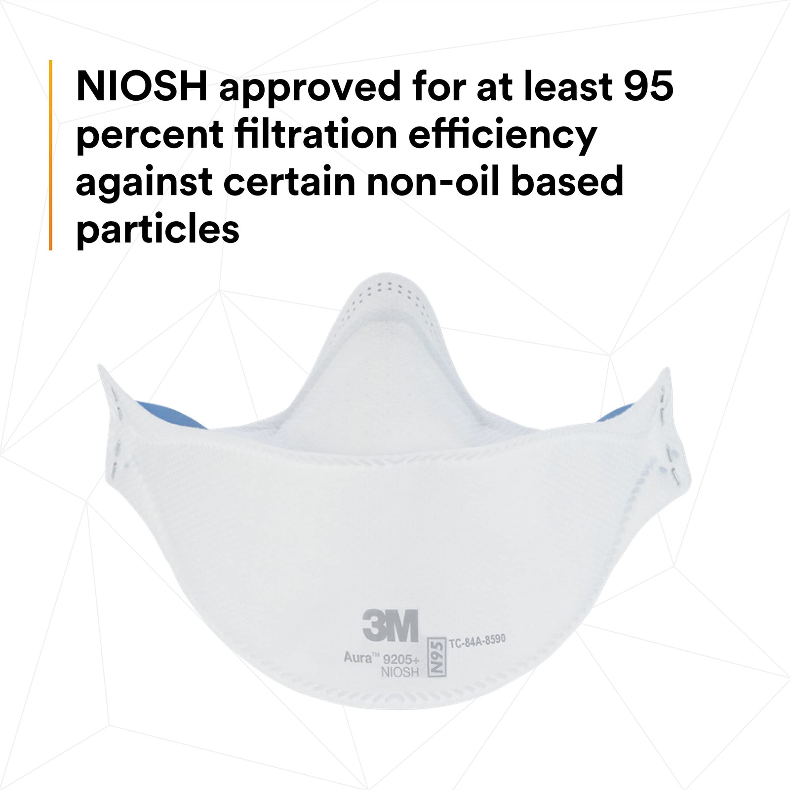 3M Aura Particulate Respirator 9205+, N95, Pack of 20 Disposable Respirators,