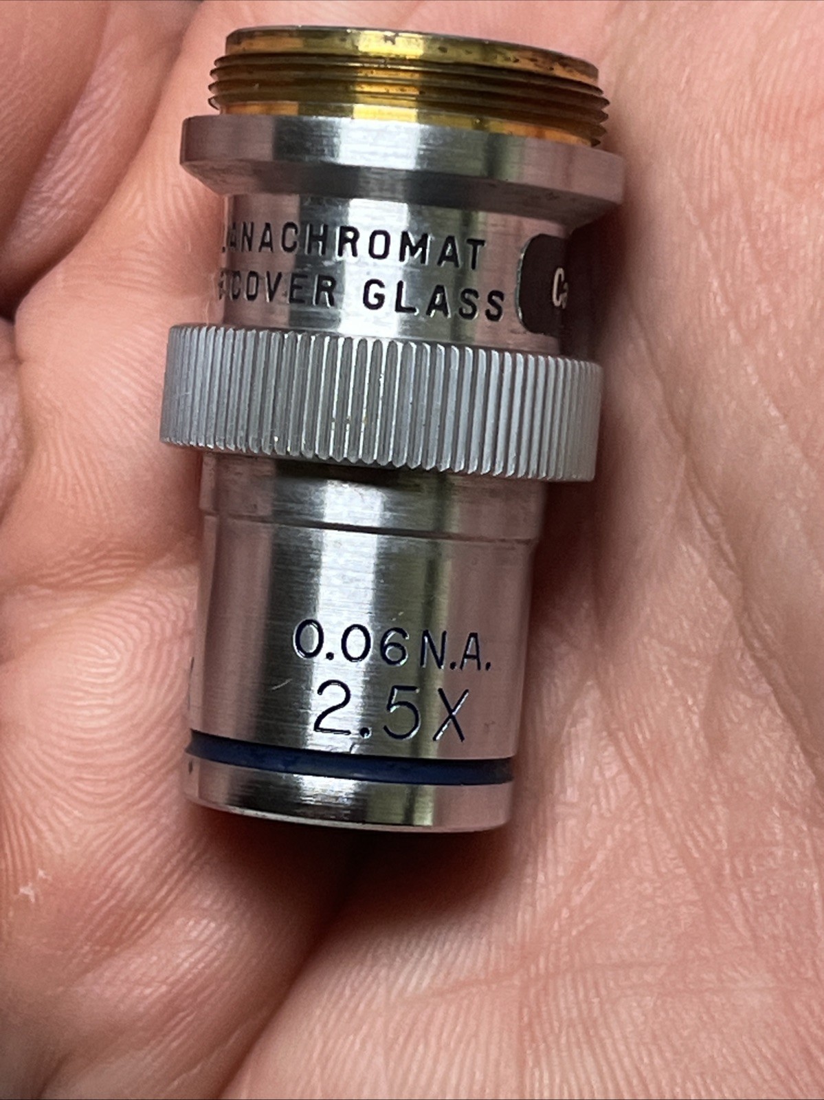 VTG Cambridge Instruments Planachromat Lens 0.18 Cover Glass 2.5X 0.06 N.A. VGC!