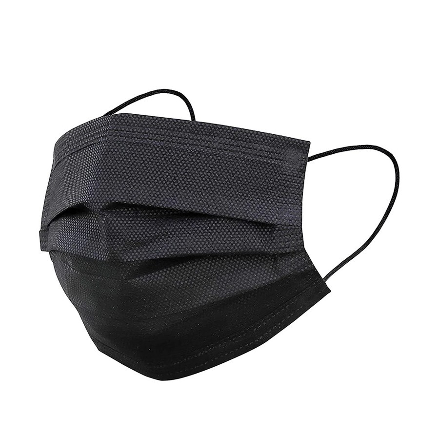 100PCS All-Black Disposable Face Masks 3 Ply Non Medical