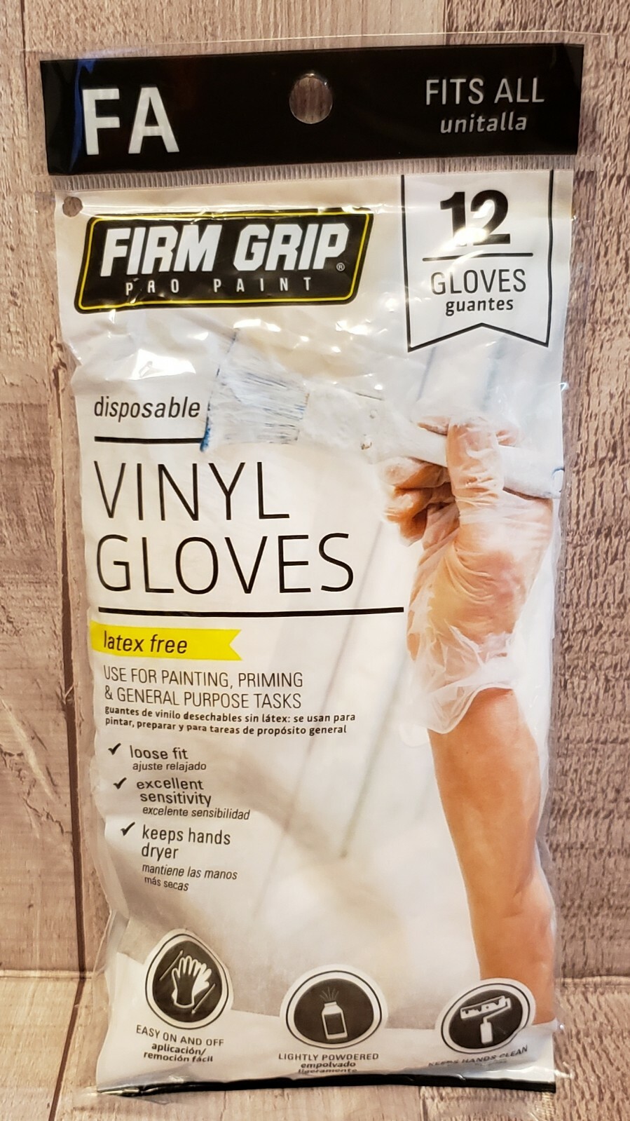Lot 6(72)* FIRM GRIP Pro Paint Disposable Vinyl Gloves*Laxtex Free*Free Shipping