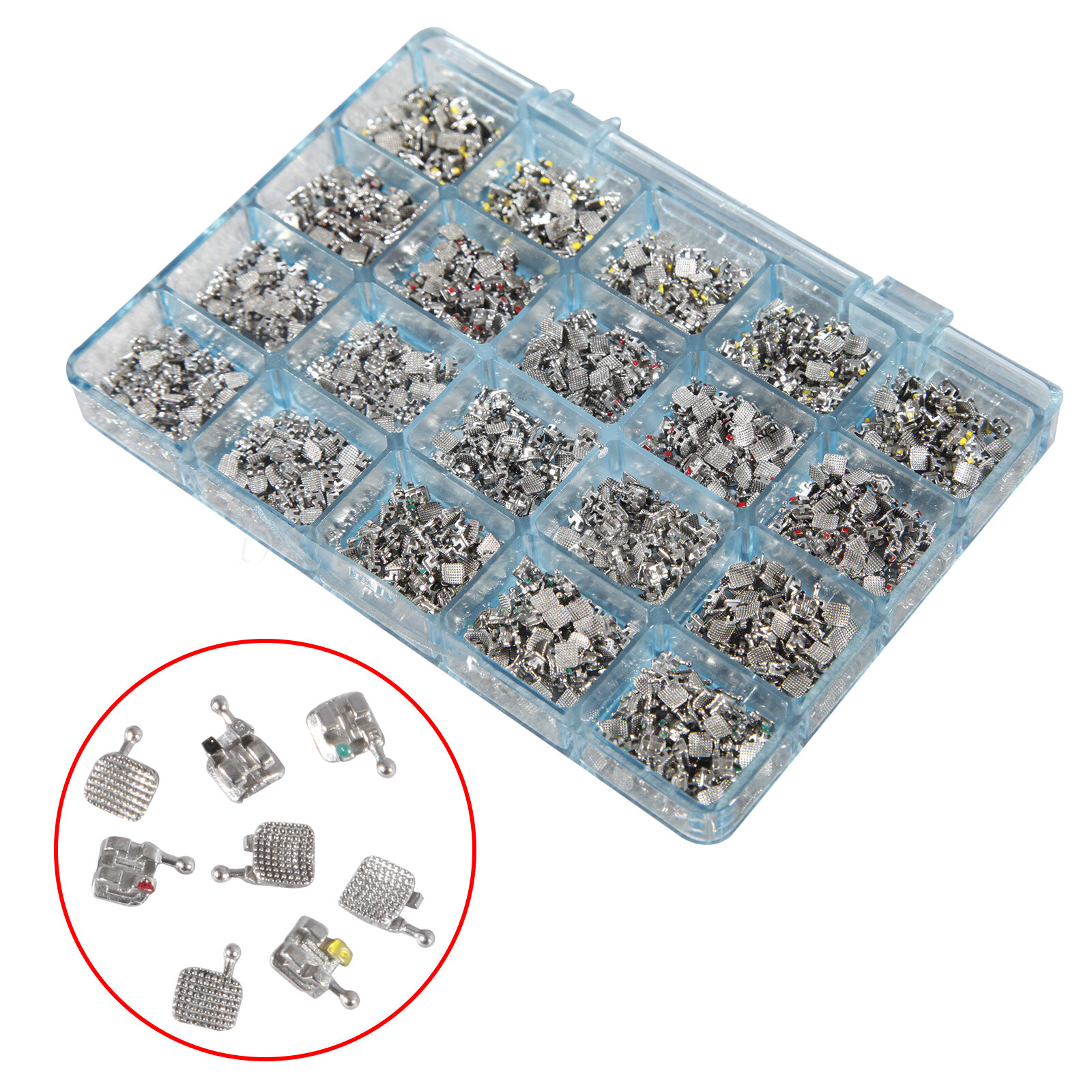 1000pcs Dental Orthodontics Monoblock Brackets Brace MINI MBT.022 345 Hooks M