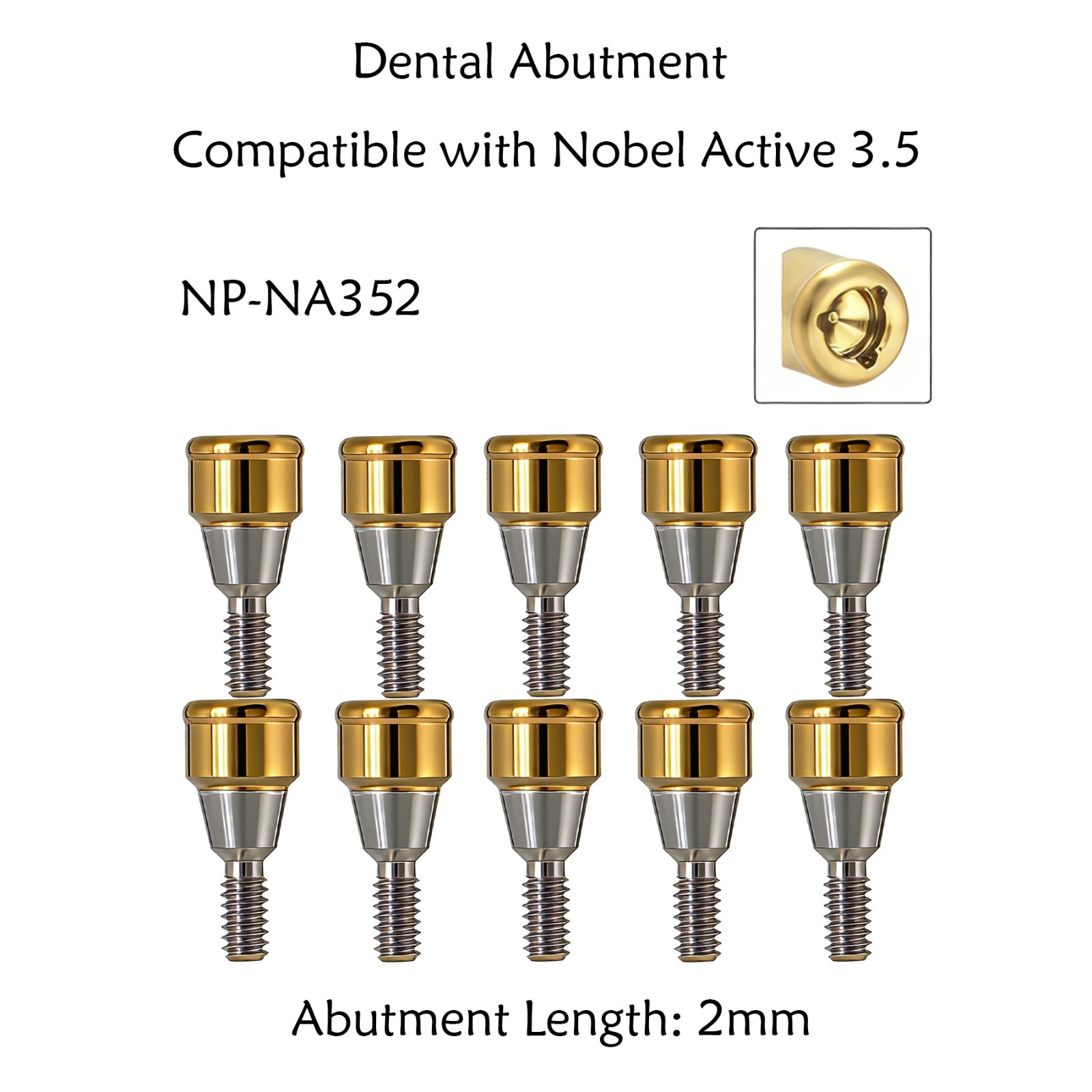 US Nobel Active Locator Overdenture Abutment Narrow Platform NP NA352 & Male Cap