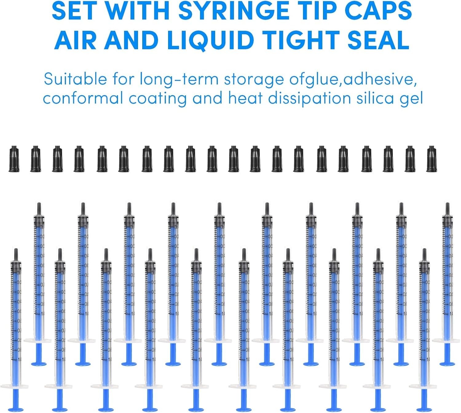20 Pack 1ml Syringe with Cap for Liquid, 1cc Plastic Small Syringes with Cover