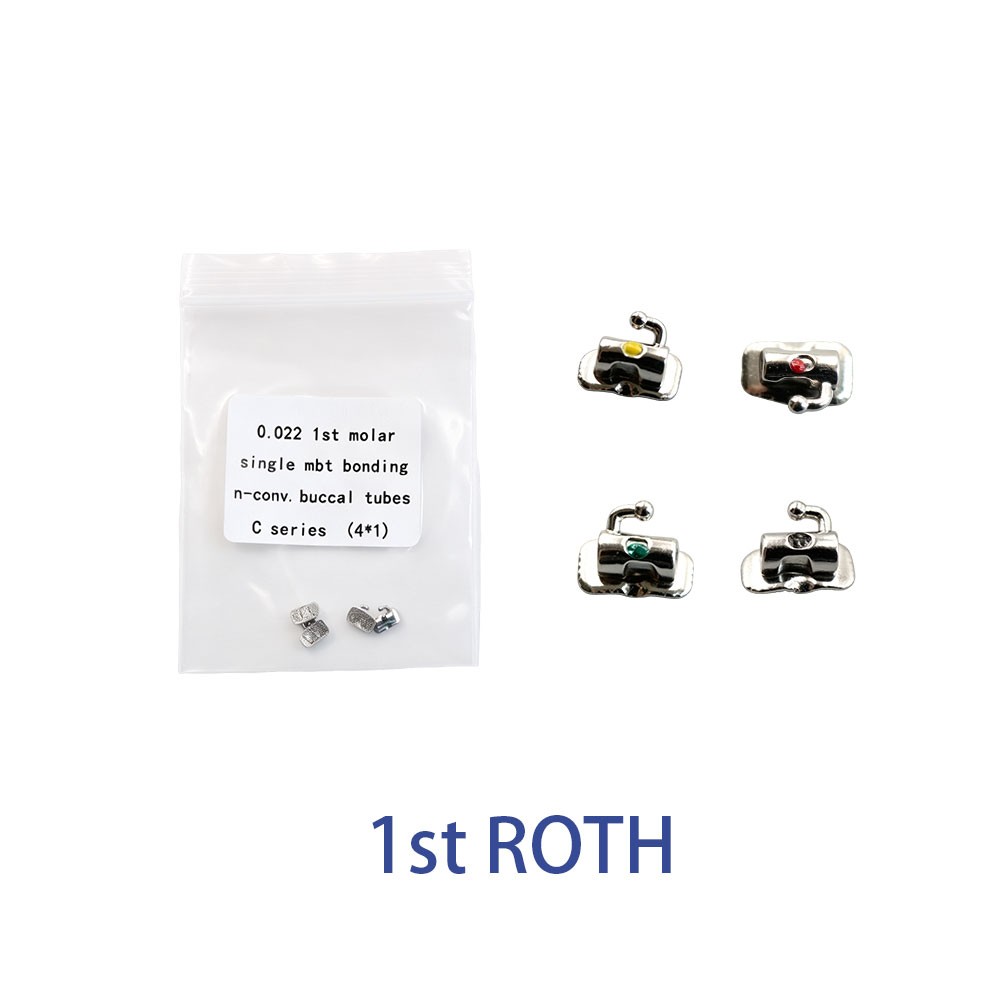 Dental Ortho Bondable Buccal Tube Roth MBT .022 1st/2nd Molar Laser Color Marked