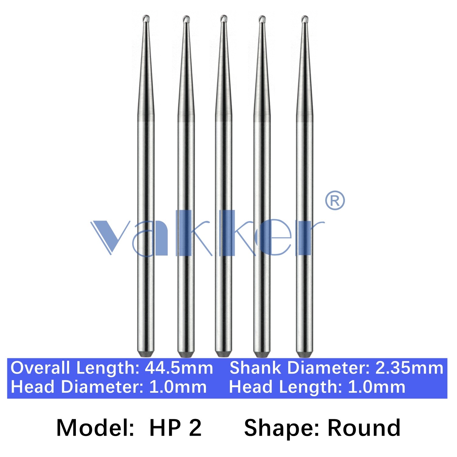 Vakker Dental HP 1 2 4 6 8 37 Carbide Burs For Straight Handpiece 2.35mm 5pc/pk