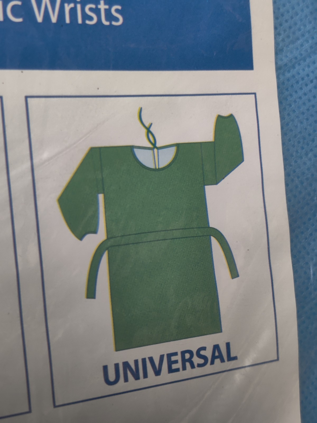 Isolation Gown With Elastic Wrists Universal One Size Blue 20 Count None-Sterile