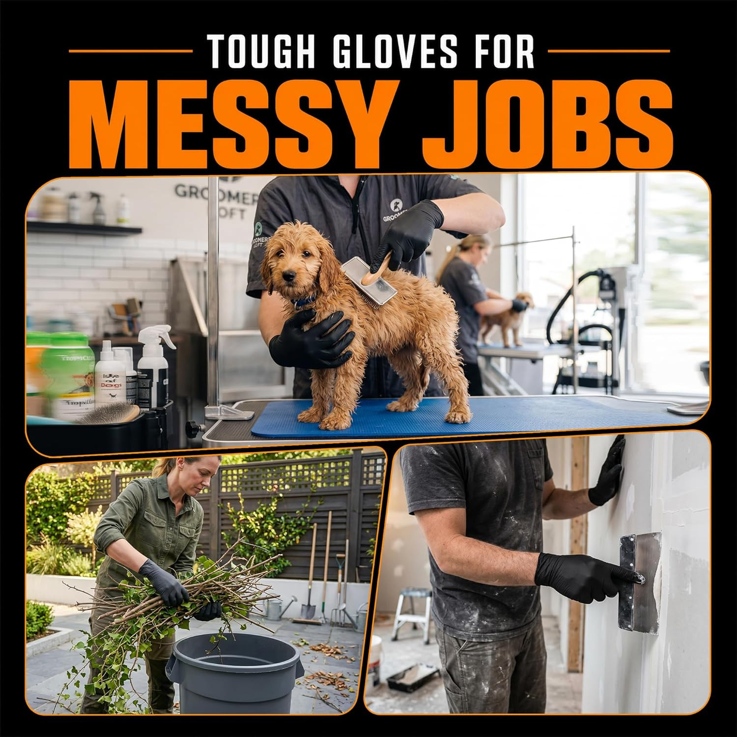 HEAVY DUTY 7 Mil Nitrile Black Gloves Disposable Latex Free Rubber Latex Cleanin
