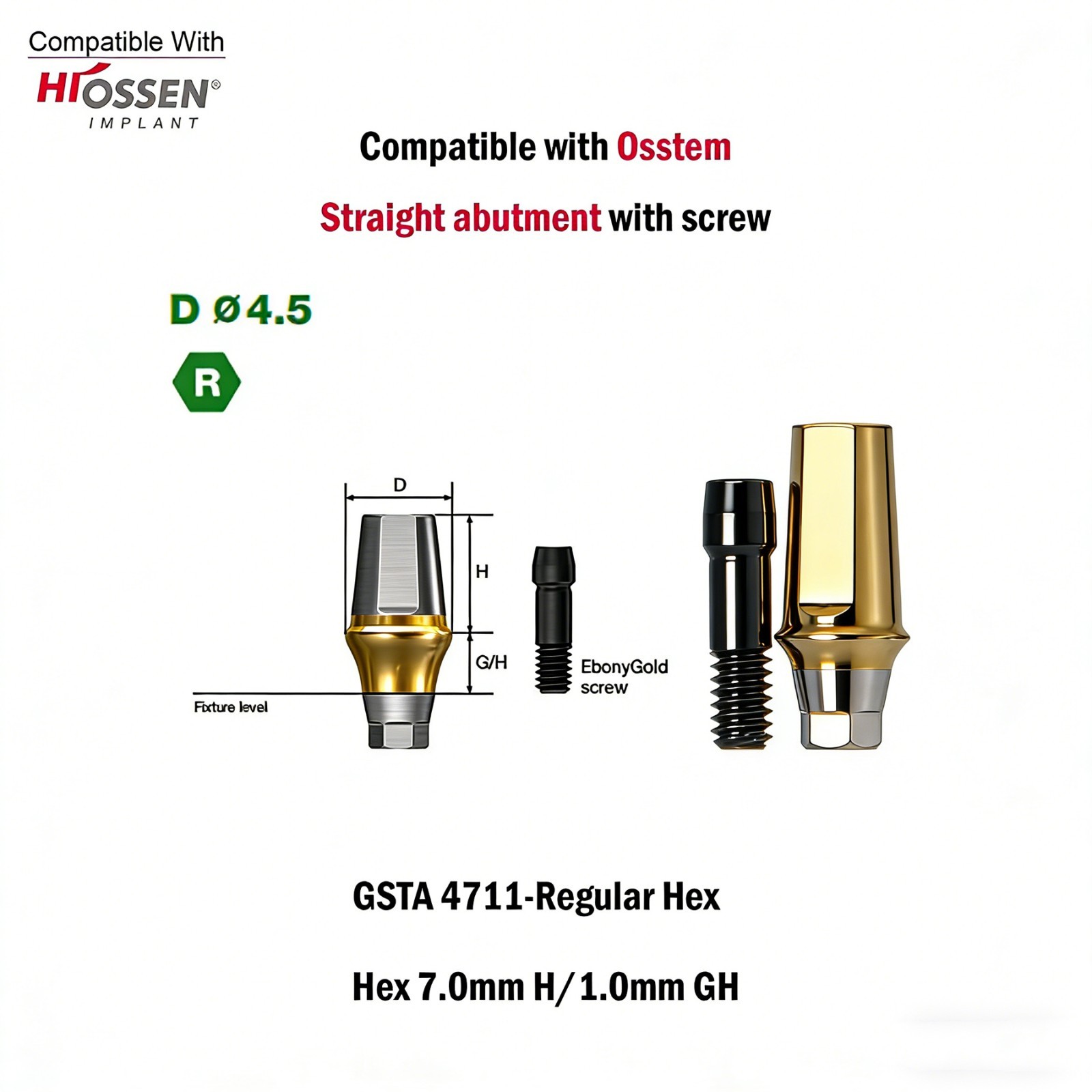 US 5pcs Dental Osstem Hiossen TS Ti Straight Transfer Abutment Hex MINI/Regular