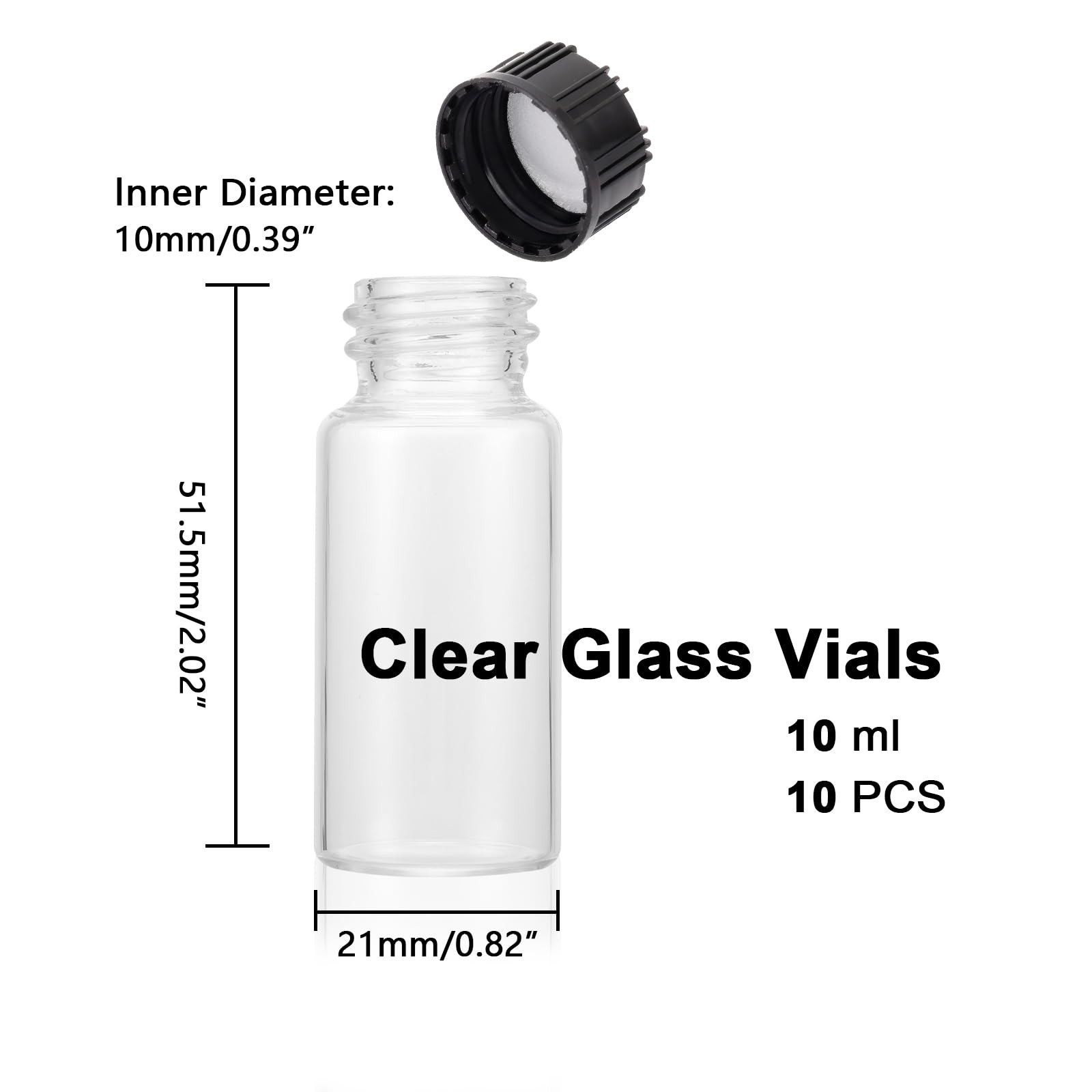 JIUWU 10 Pack Glass Vials10 ml Glass Bottle with Screw CapsSmall Vials for Es…