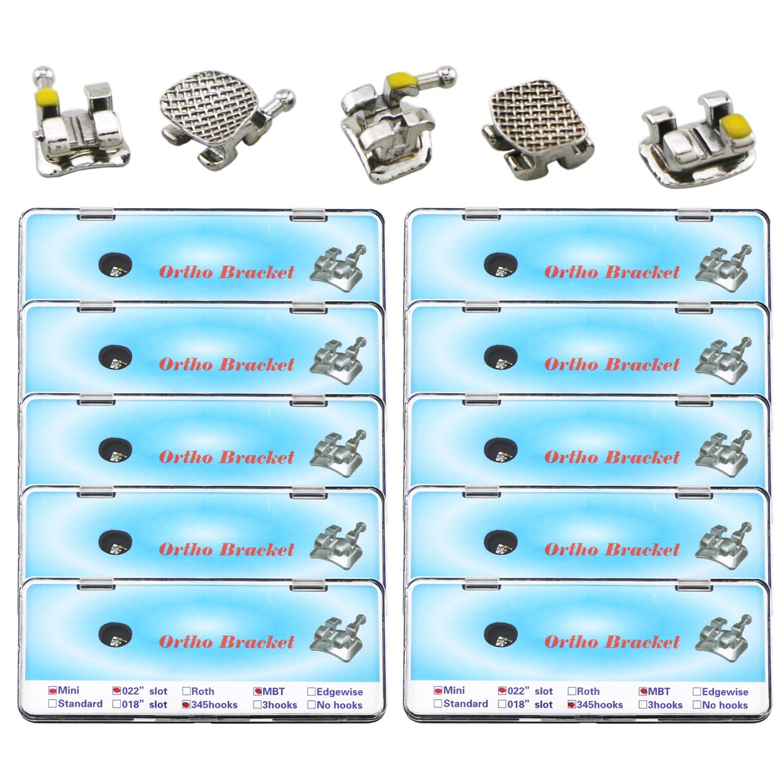 US Dental Ortho Braces Metal/Ceramic Roth/MBT Brackets 018/022 Slot Hooks 345/3