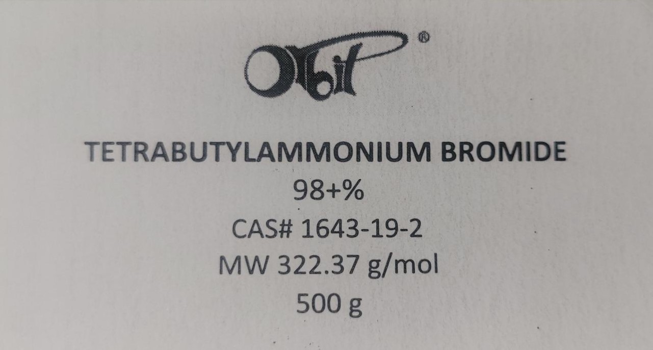 Tetrabutylammonium Bromide (500 g) 98+% [CAS#1643-19-2] Tetrabutyl ammonium TBAB