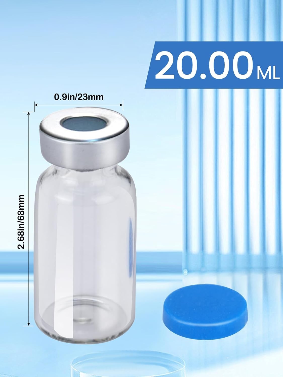 20ml Glass Vials – Self-Healing Injection Port, Sterile Empty with