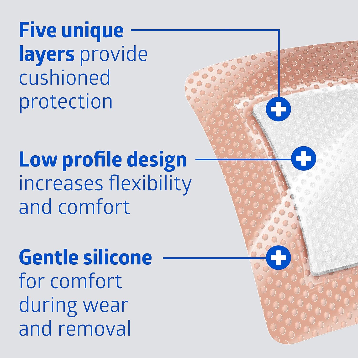 Medline Optifoam Gentle EX Bordered Foam Adhesive Dressing, 6″ x 6″ Square 10/BX