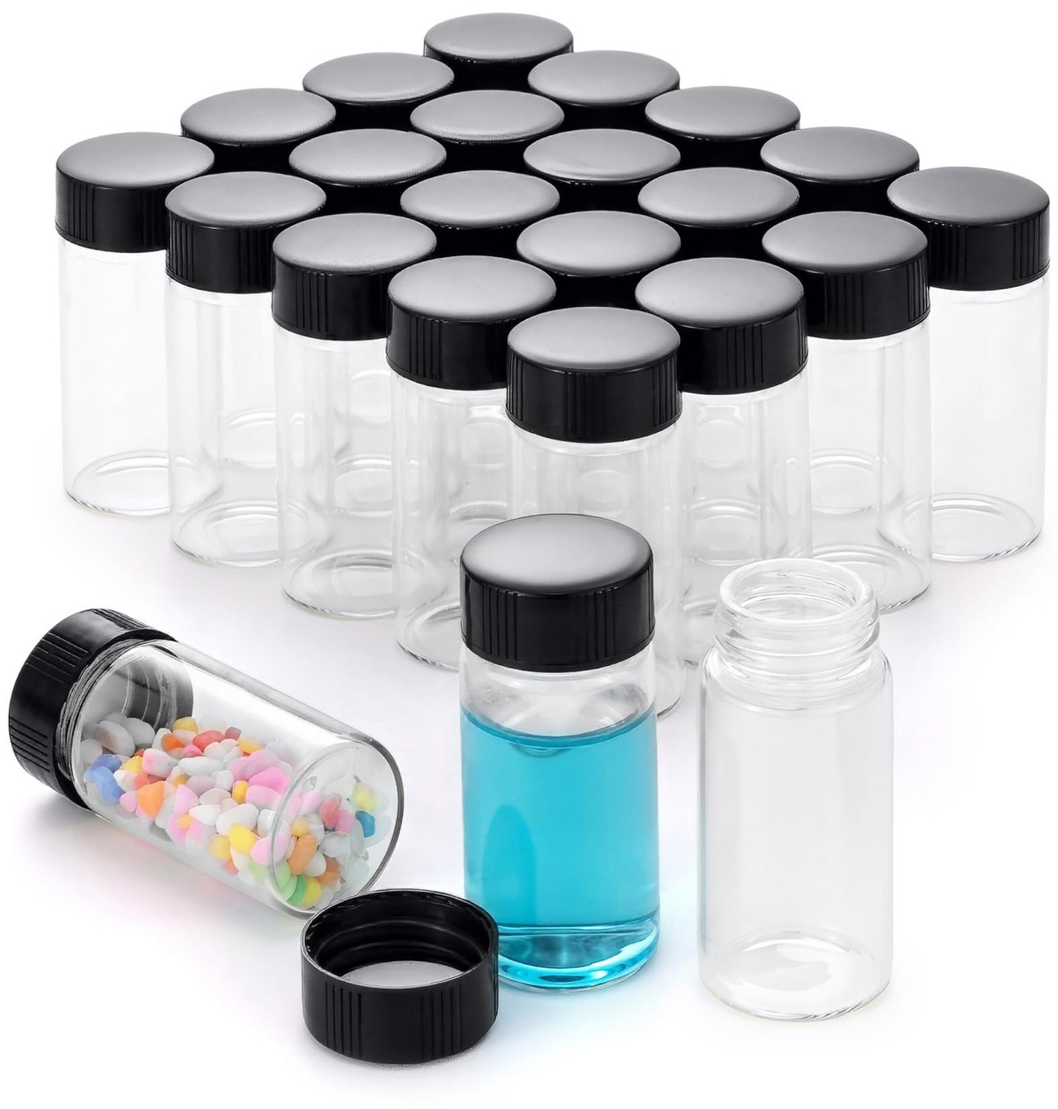 20-Pack 20ml Glass Vials with Screw Caps for Essential Oils & Samples