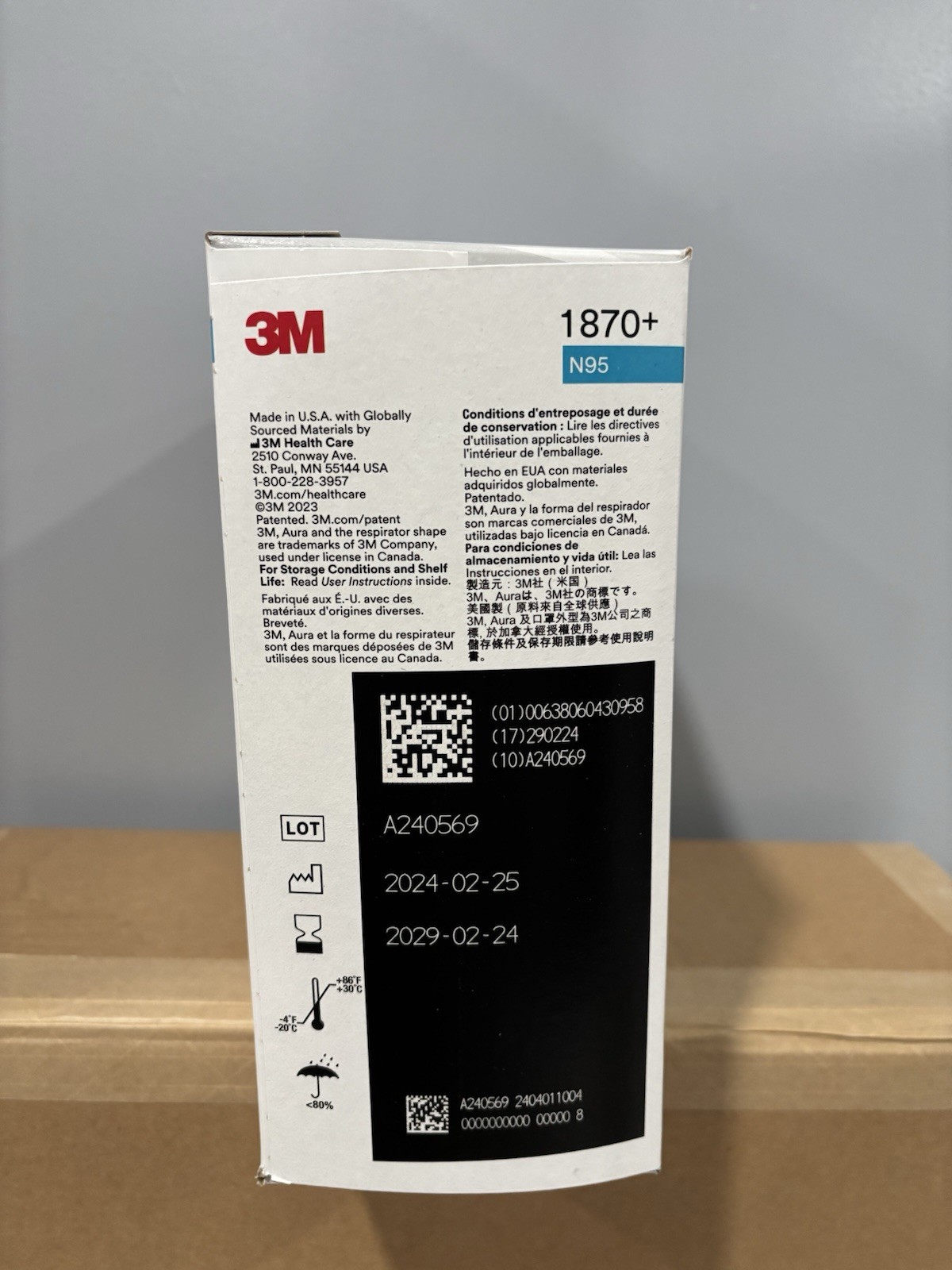 3M Aura 1870+ 20 Protective Face Masks NIOSH Approved N95 Particulate Respirator