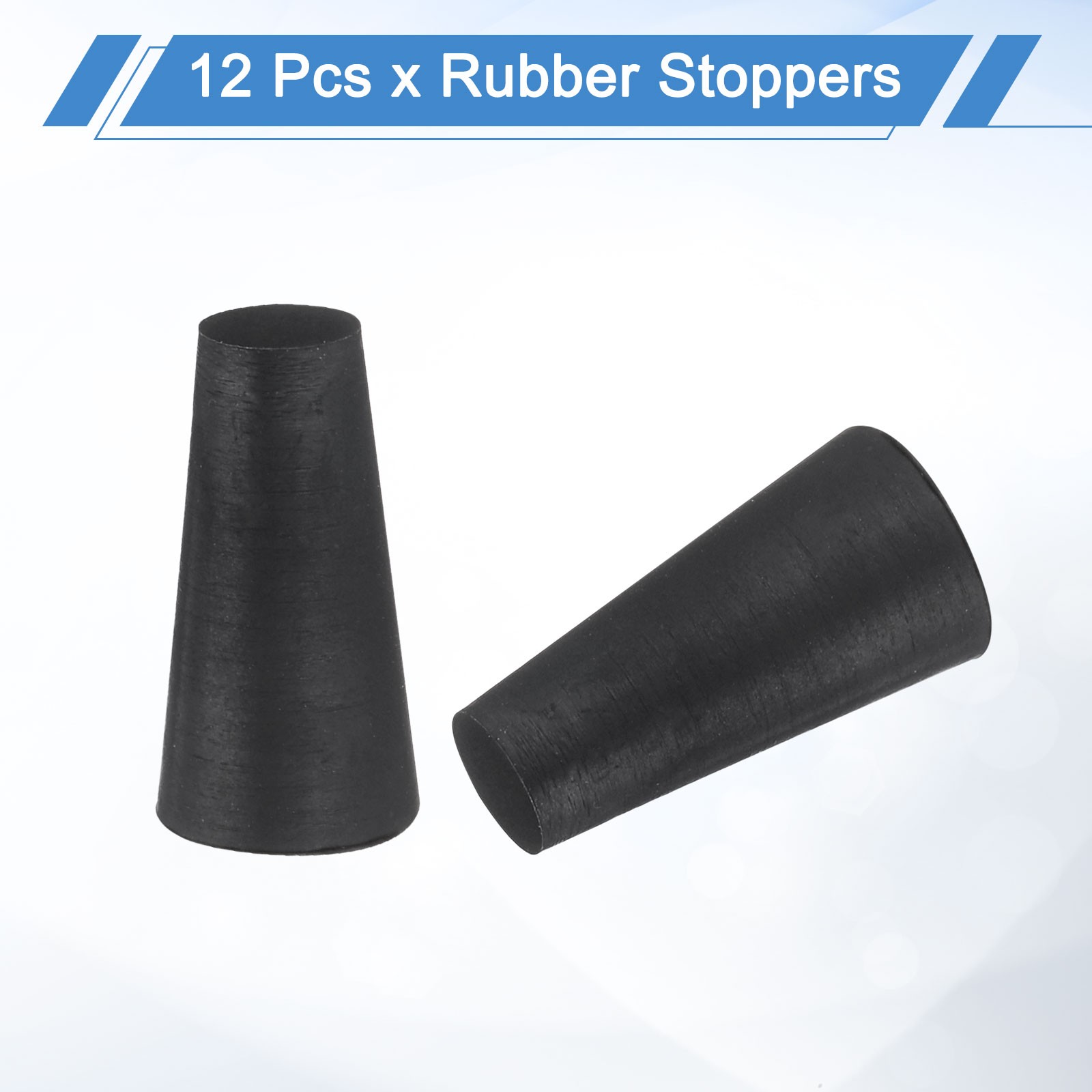 12Pcs Rubber Stoppers 6mm to 10mm 18mm Solid Tapered Lab Rubber Plugs
