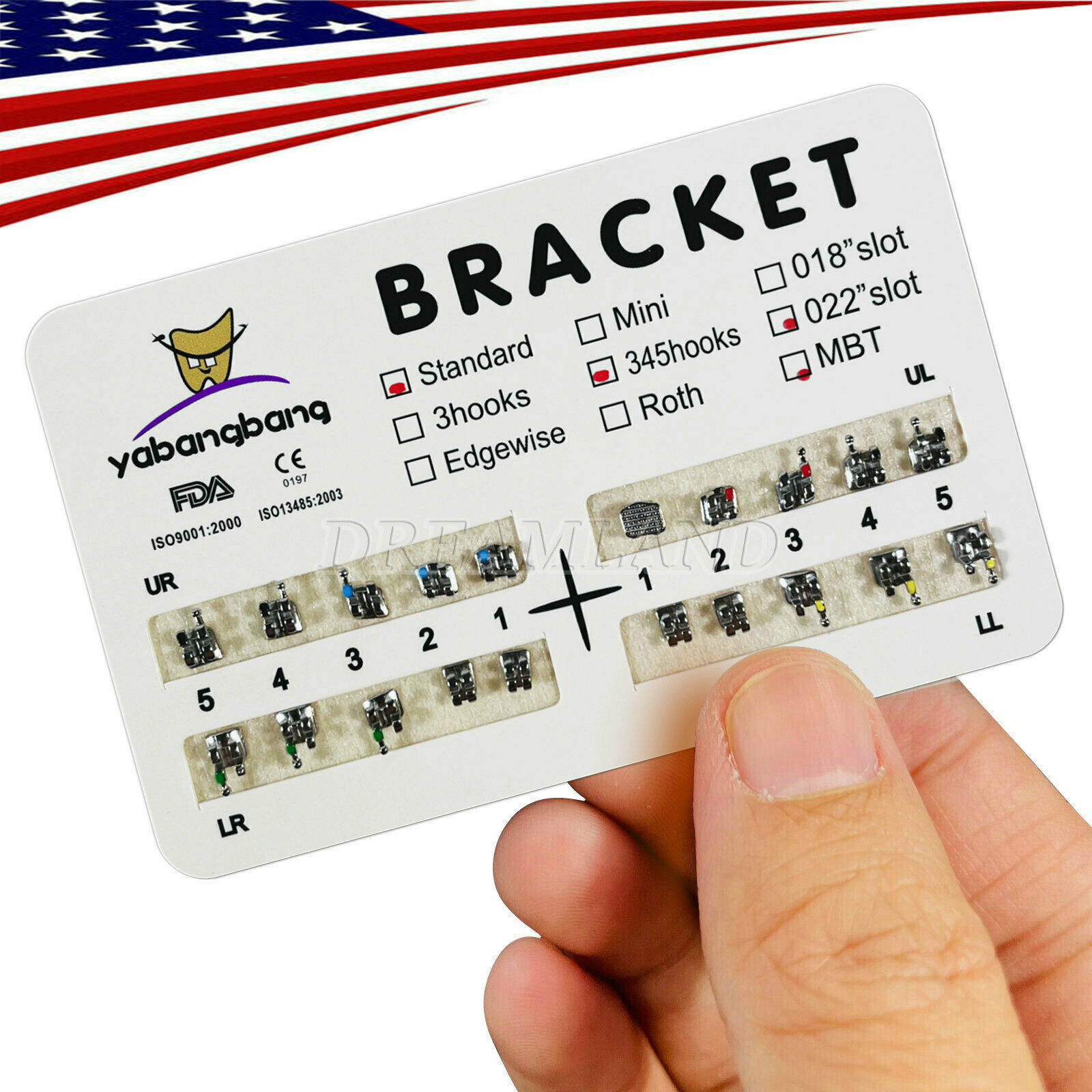 Dental Metal Brackets braces Mini bracket MBT/Roth 022 Hooks 3/345 USA