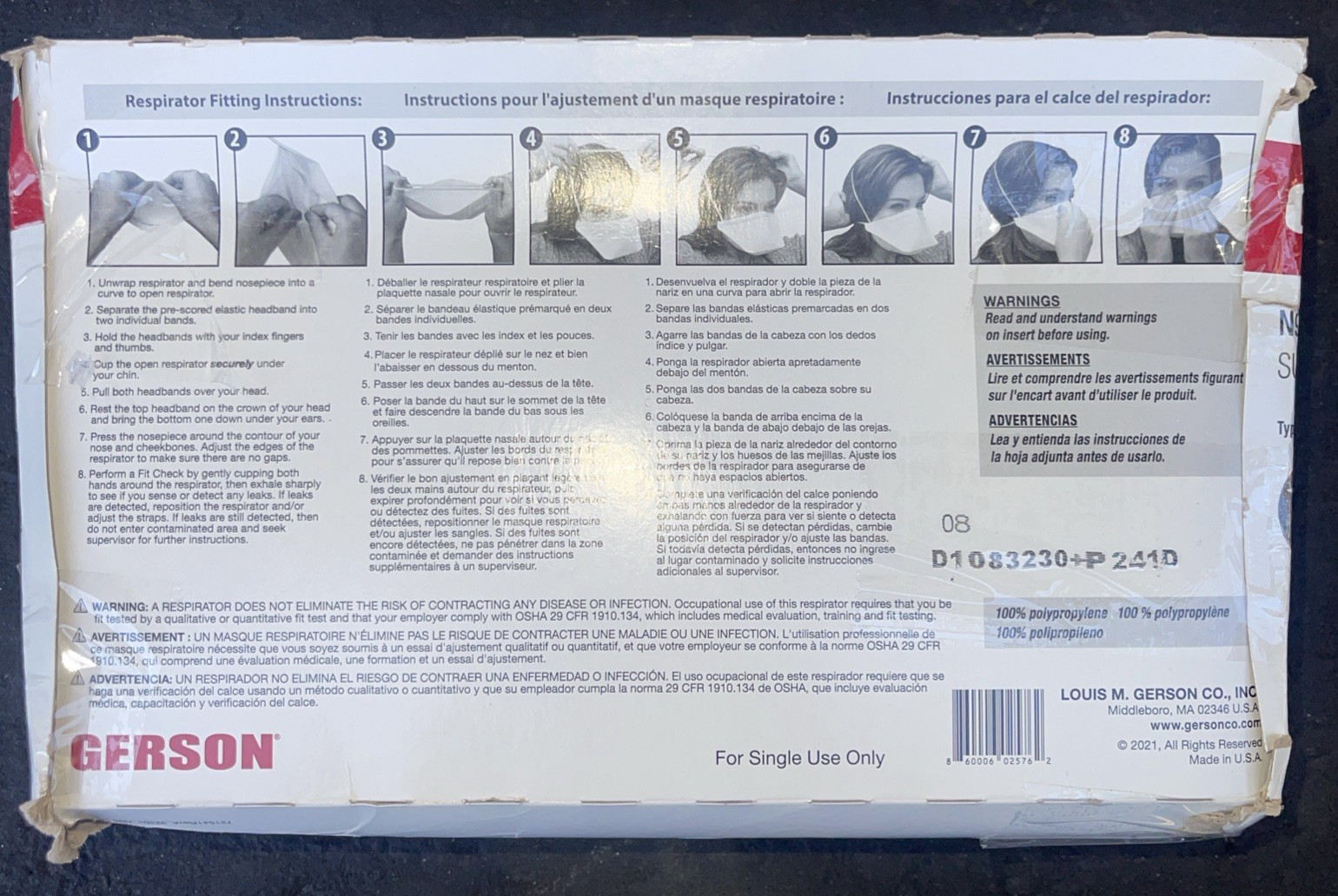 N95 Pouch Respirator (3230), NIOSH-Approved, Made in U.S.A., One-Size, 50 Res…