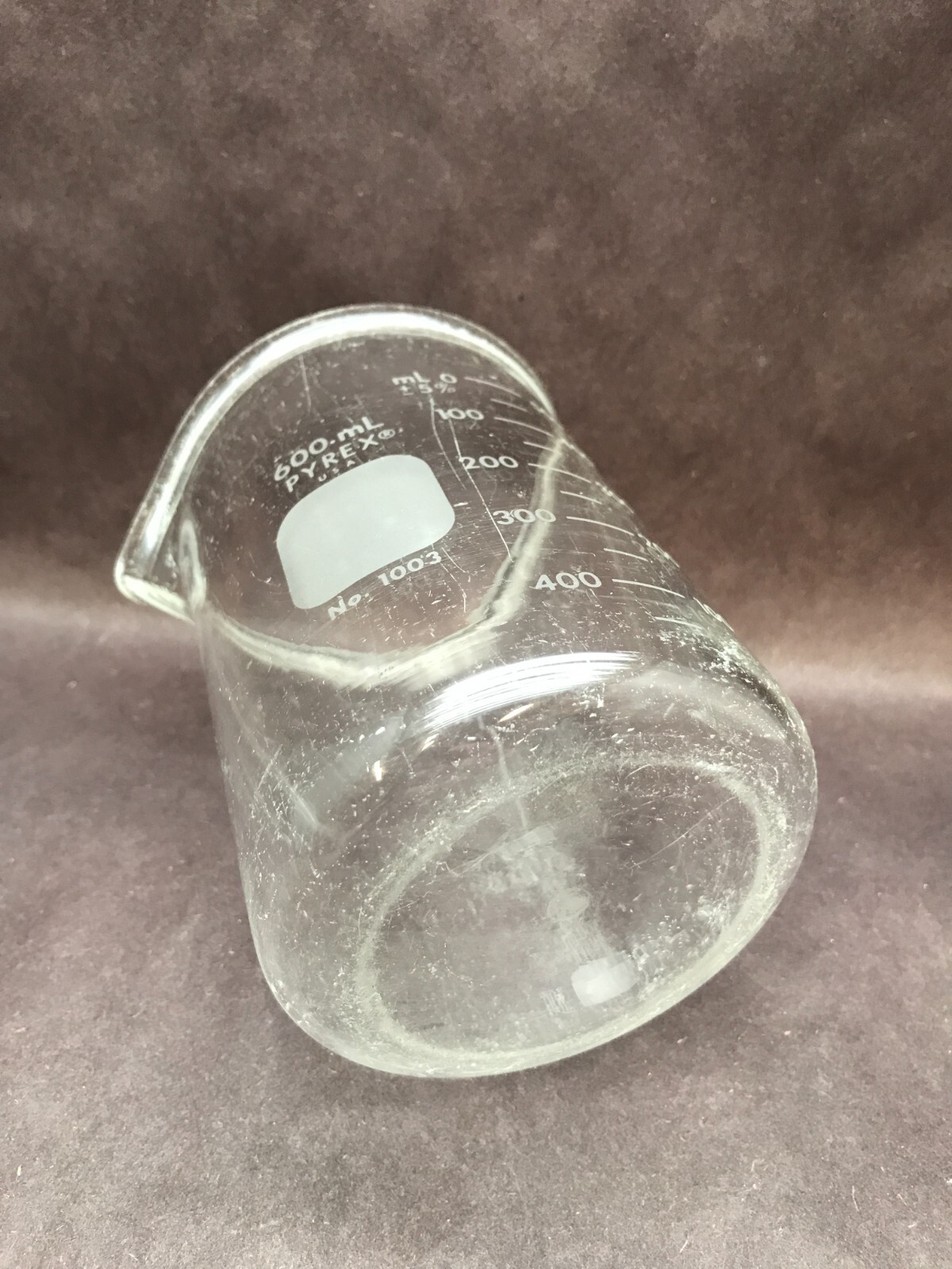 CORNING PYREX Glass 600mL Heavy Duty Dual Graduated Beaker Pour Spout 1003-600 B
