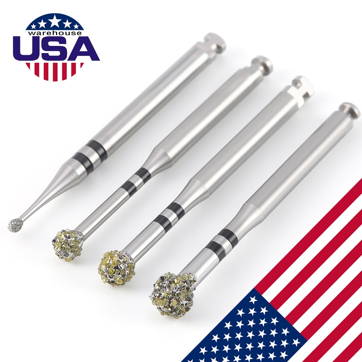 4Pcs Dental Degranulation Burs Osseous Debridement Soft Tissue Removal Diamond