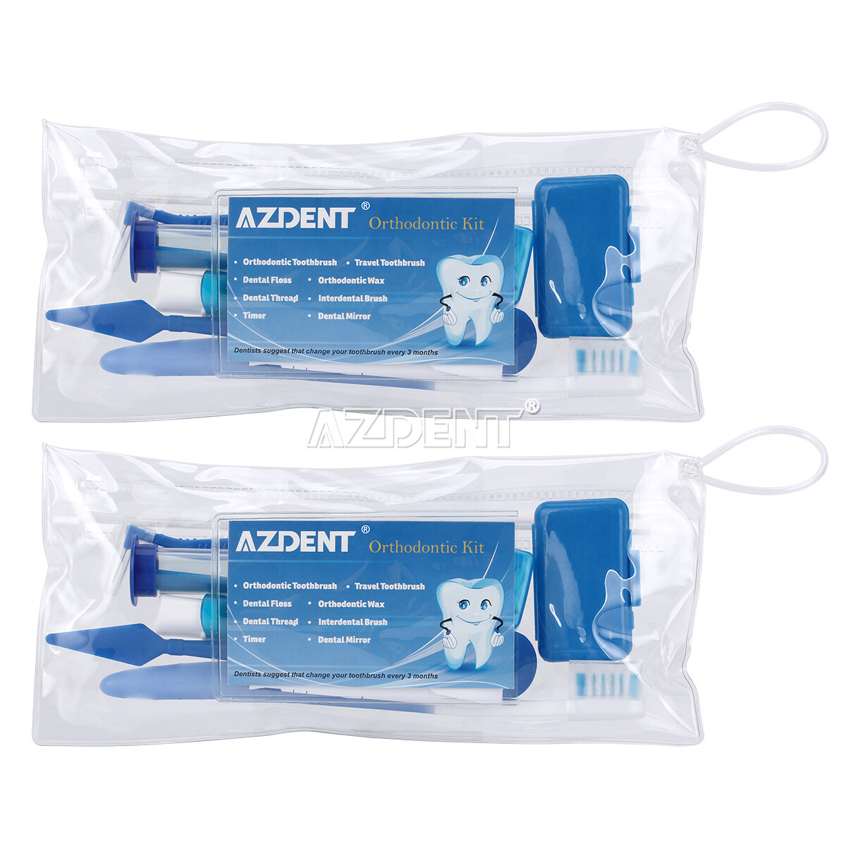 AZDENT Dental Orthodontic Oral Care Kit Hygiene Clean Tools Teeth Whitening Blue