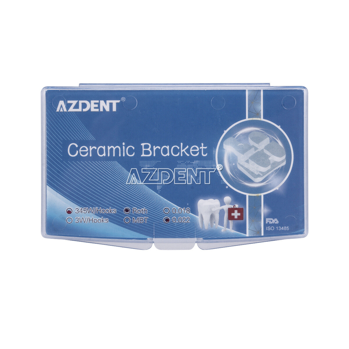 AZDENT Dental Orthodontic Ceramic Bracket Braces Roth MBT .022 Hooks 345