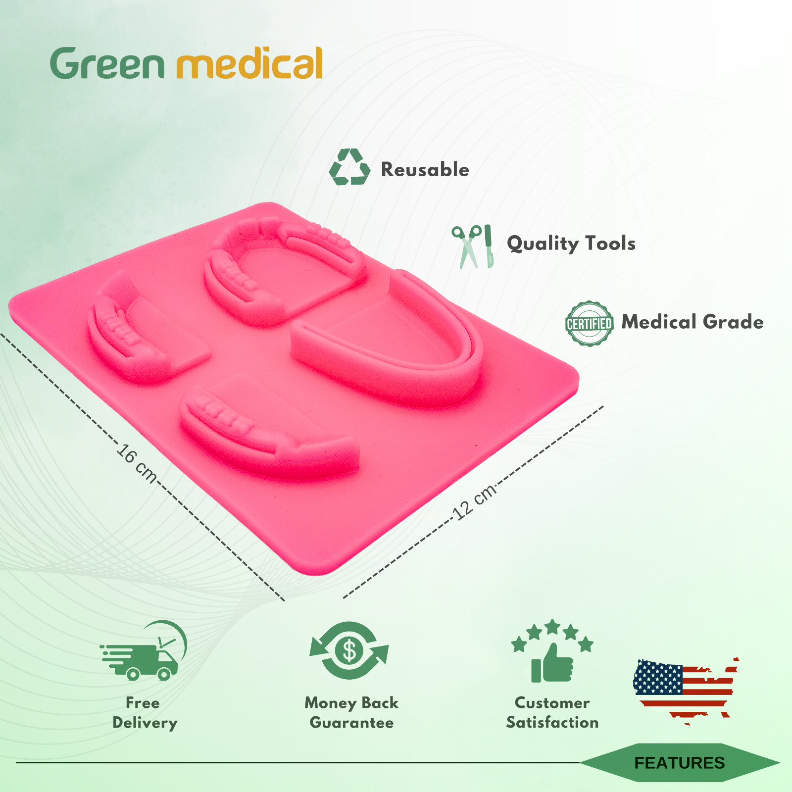 Dental Silicon Oral Suture Training Practice Pad G6 Light Pink For Dentist