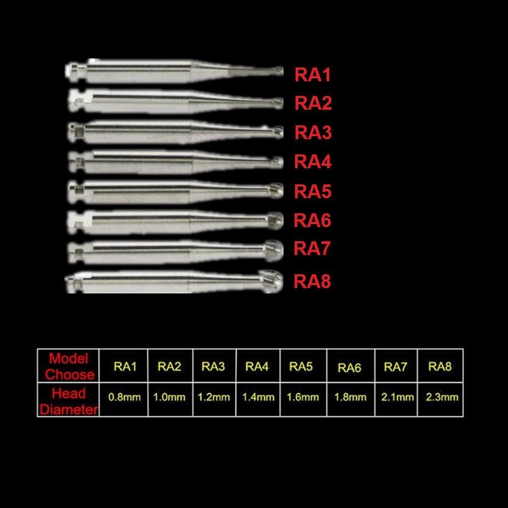 Dental Tungsten Steel Carbide Burs RA 1-8 For Low Speed Contra Angle Handpiece