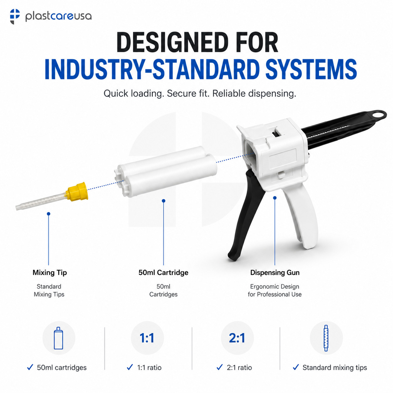 2 X Impression Mixing Gun Cartridge Dispenser VPS PVS Dental Material 1:1/2:1