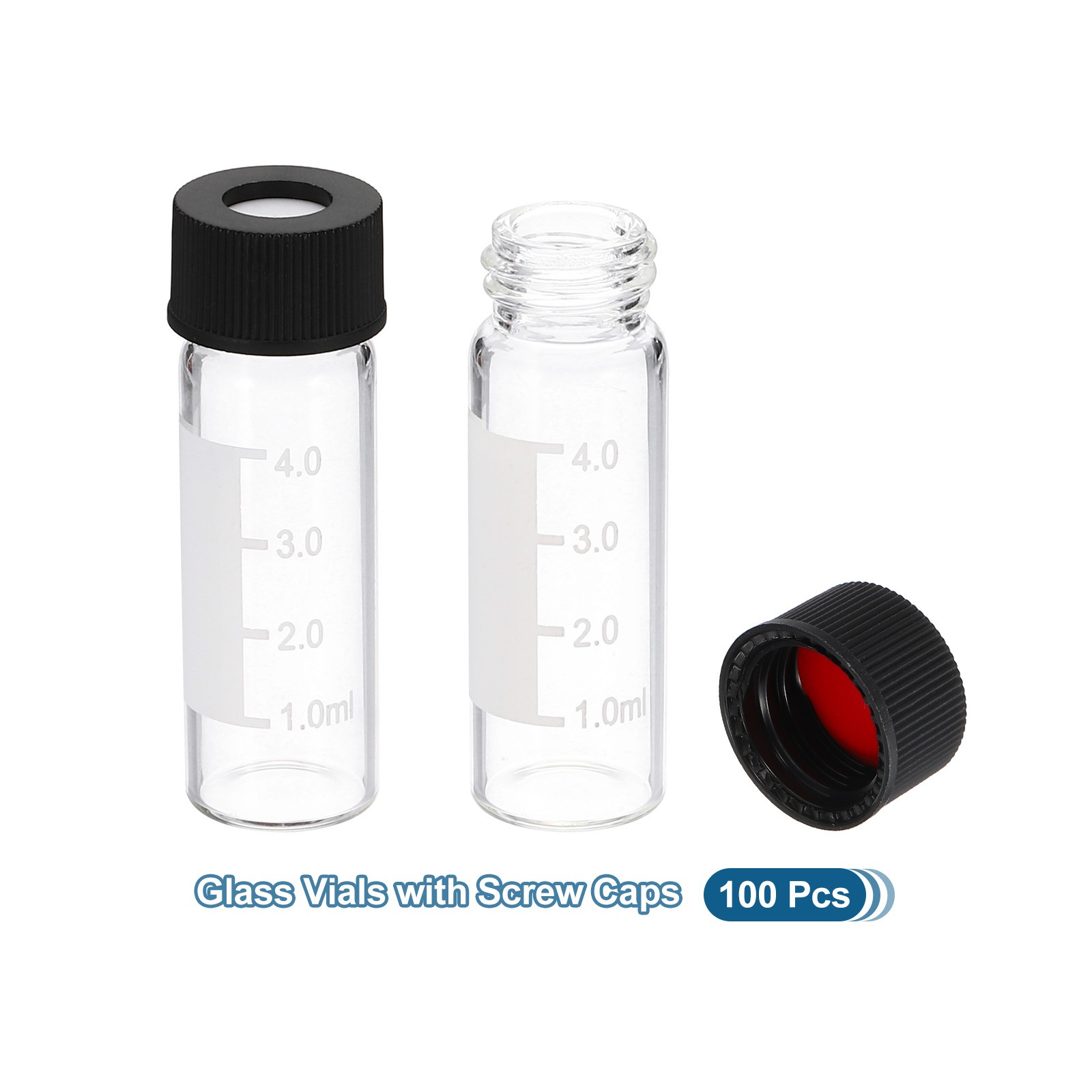 100 Pack 4ml Autosampler Vial HPLC/GC Vials 9-425 Lab Clear Vials Sample Vial