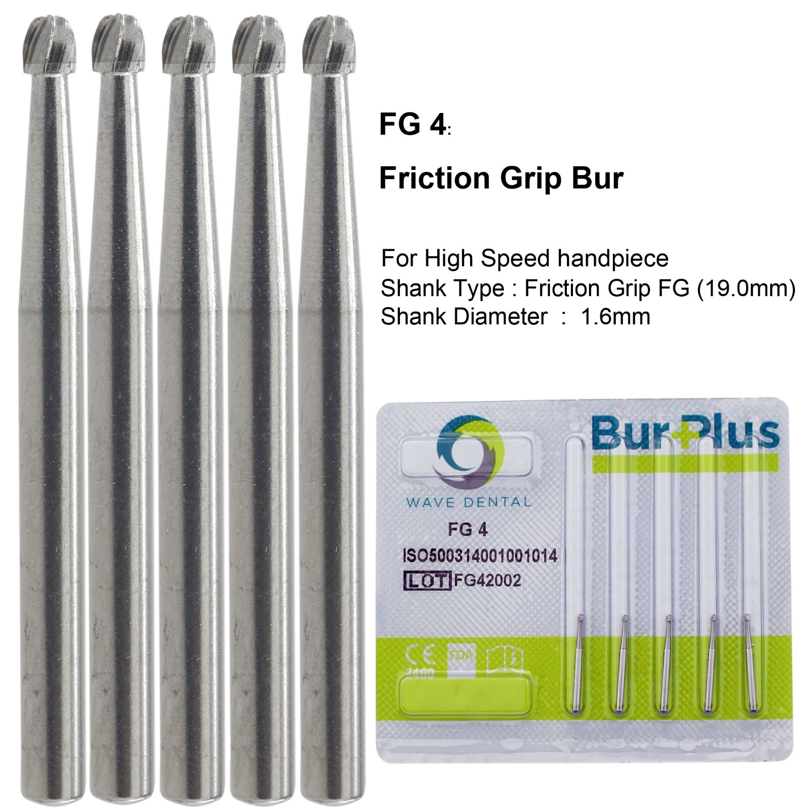 Wave Dental Round Carbide Bur FG Diamond Bur Surgical Long Round Ball High Speed