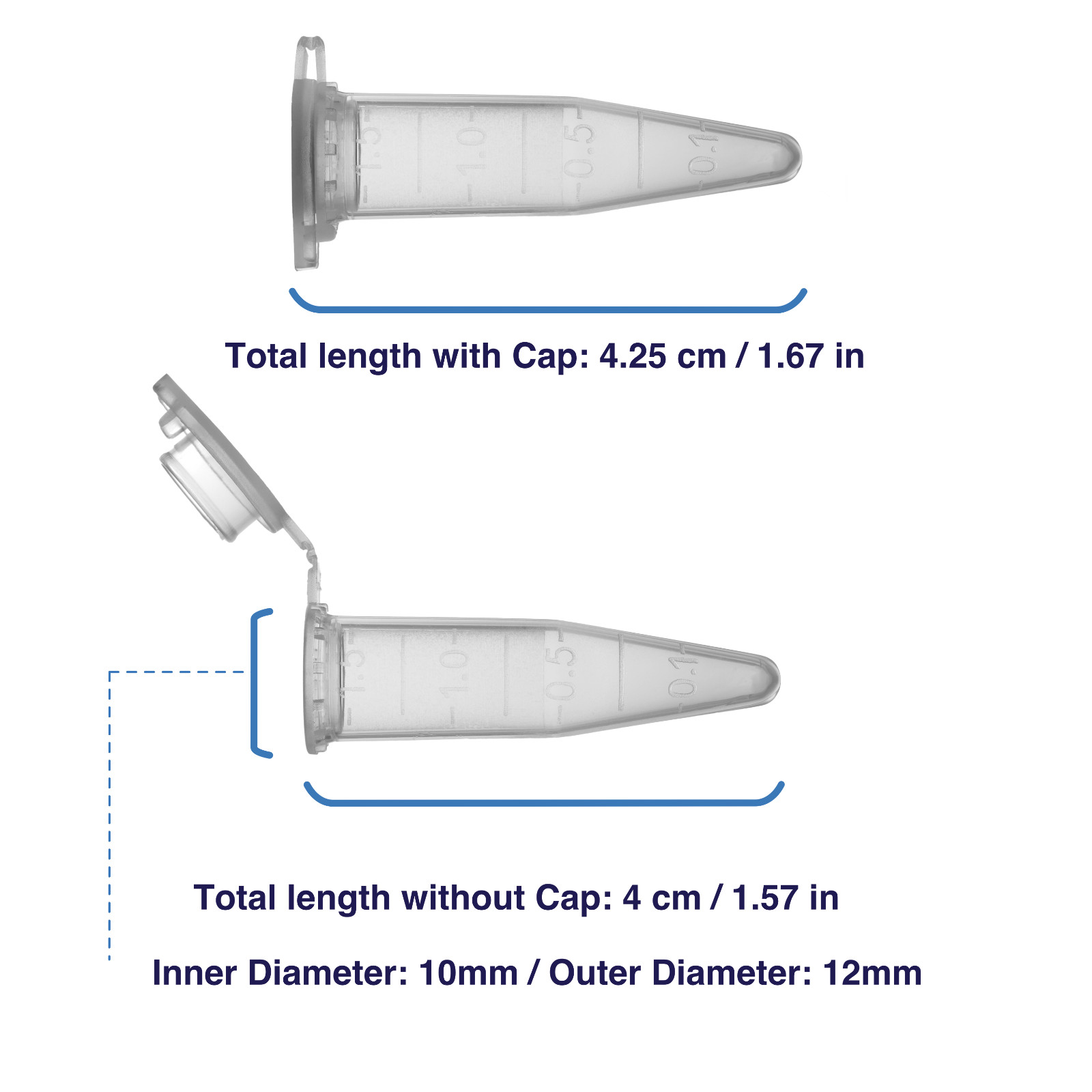 1.5mL Polypropylene Micro Centrifuge Tubes, Flip-Cap Tube with Frosted Area