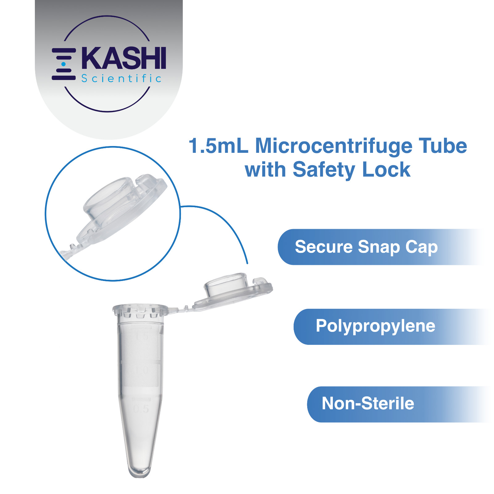 1.5mL Micro Centrifuge Tubes with Safety Lock, Flip-Cap Tube with Frosted Area