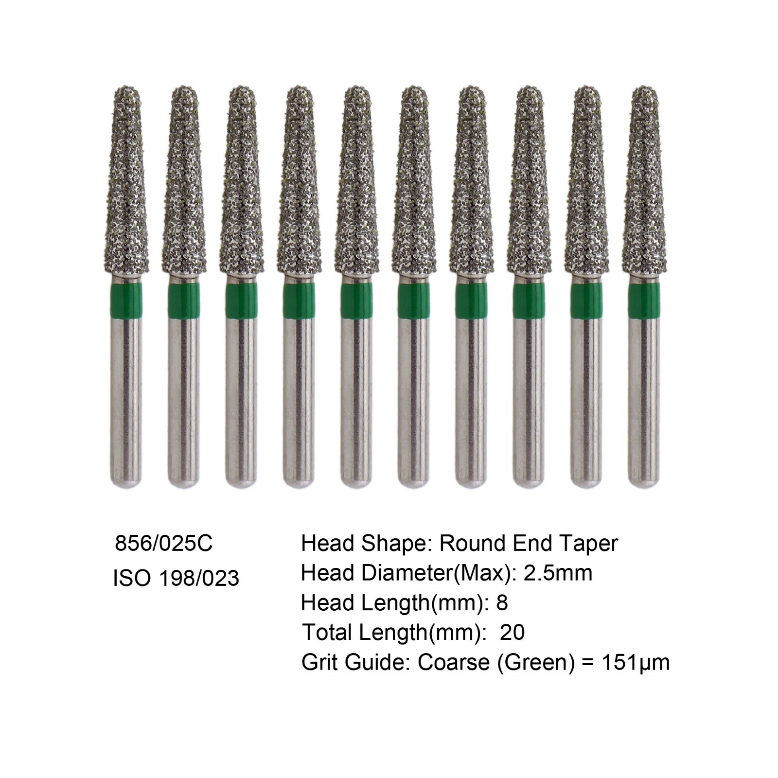 Dental Diamond Burs FG Round End Taper Super Coarse Fine Grit High Speed 856 850