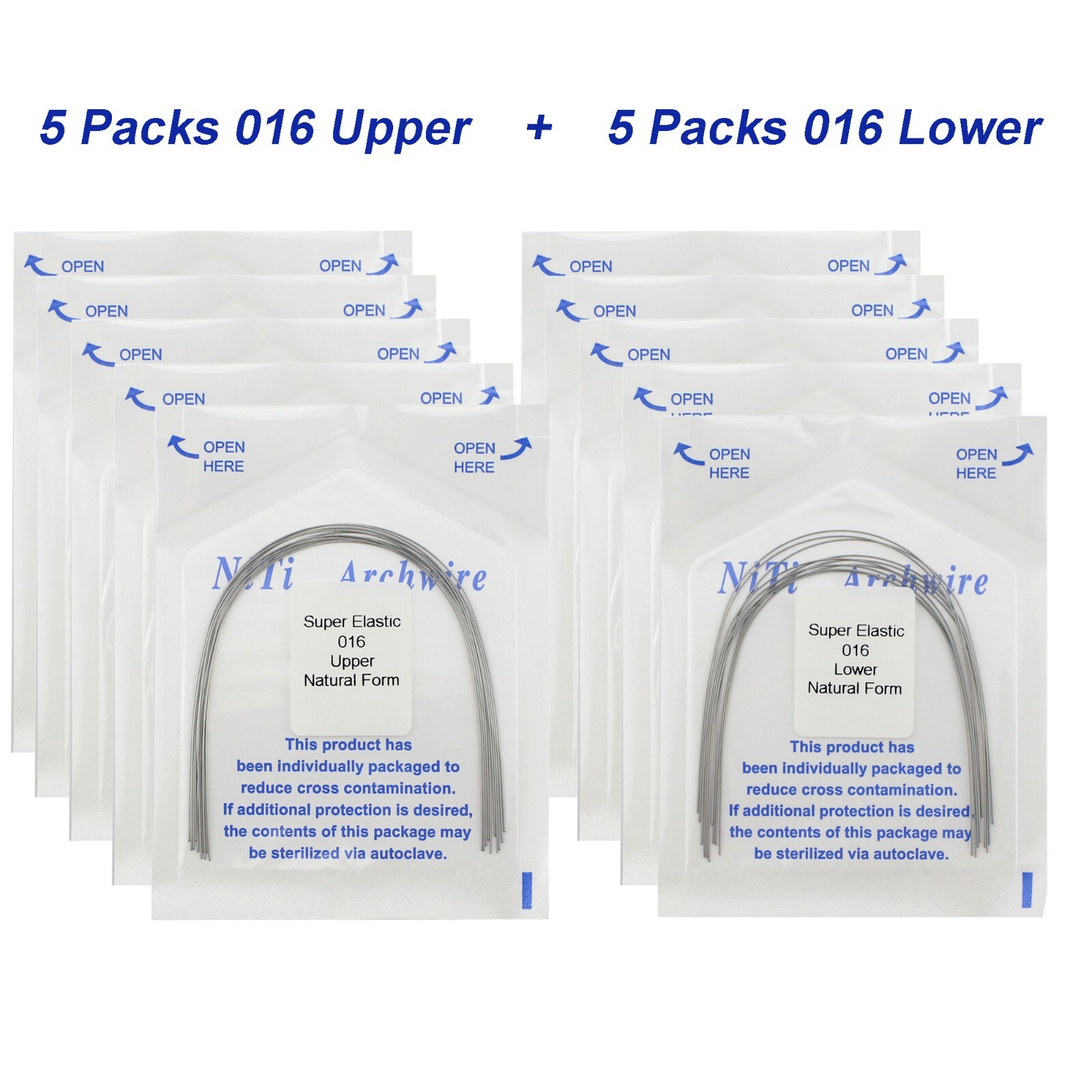 100PCS Dental Orthodontic Arch Wire Niti Round Rectangular Ovoid Natural 16X22