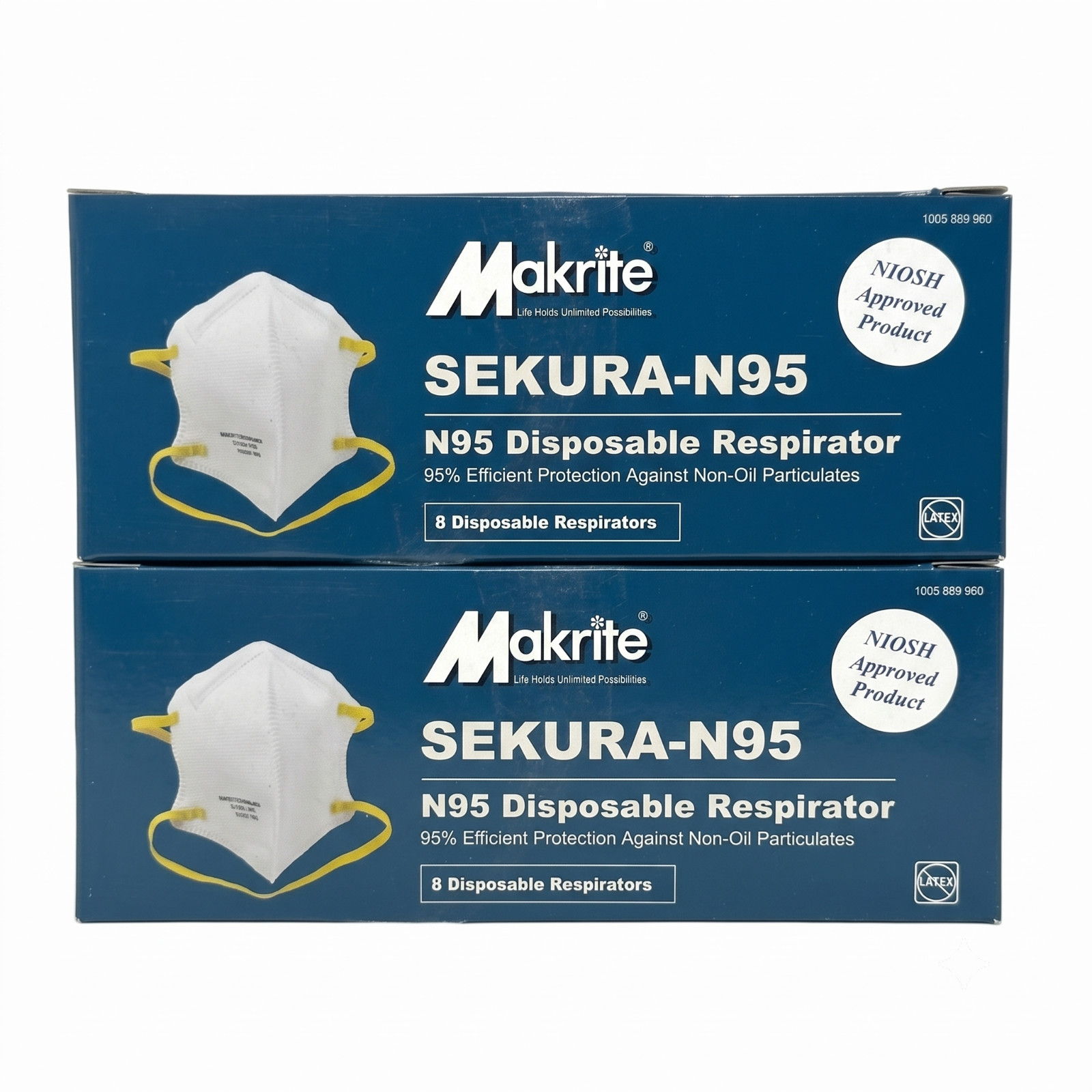 Lot of 2 Makrite Sekura-N95 Disposable Respirator Face Masks NIOSH Approved